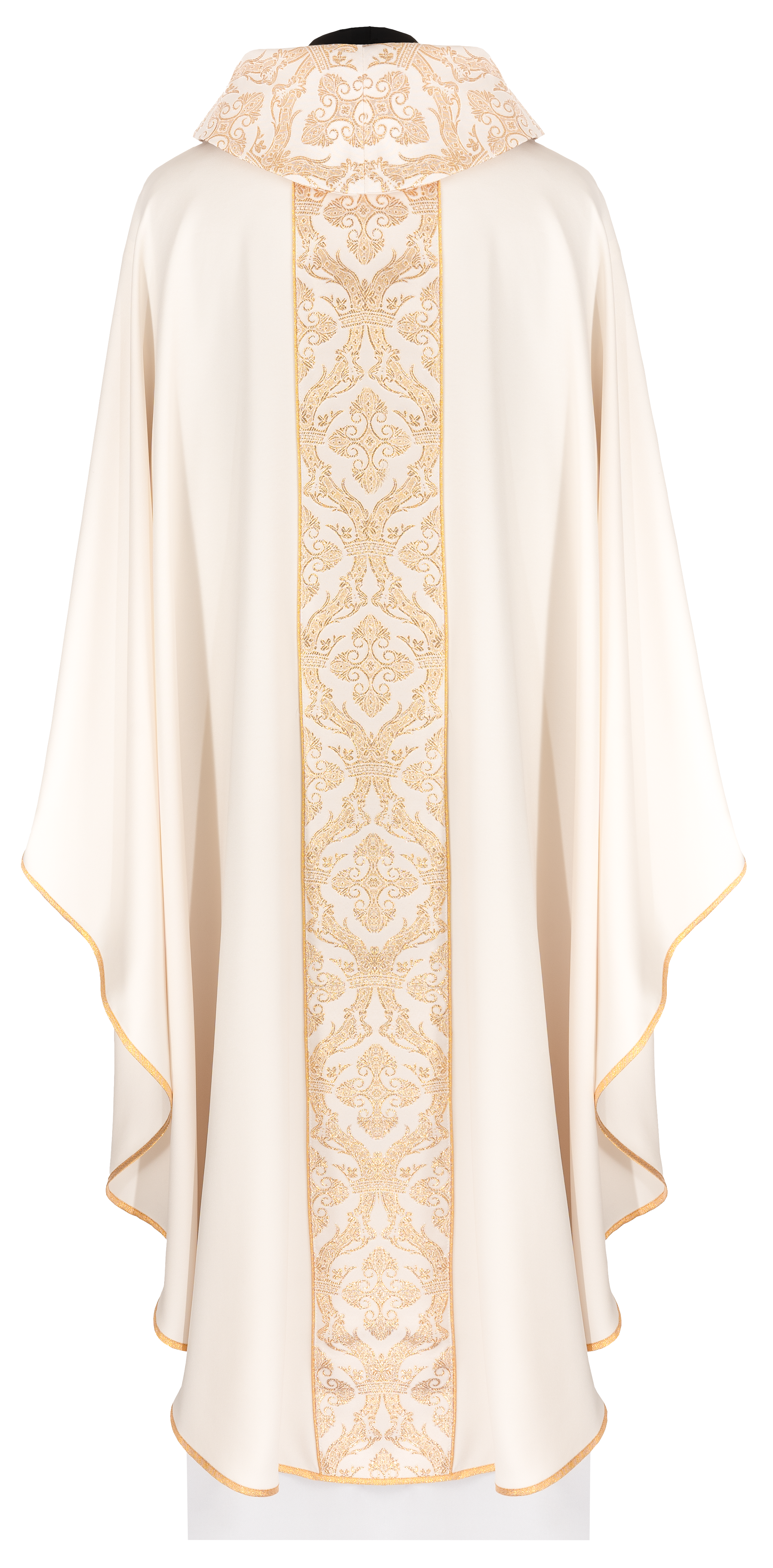 Pianeta liturgica con fascia ricamata e colletto in colore écru