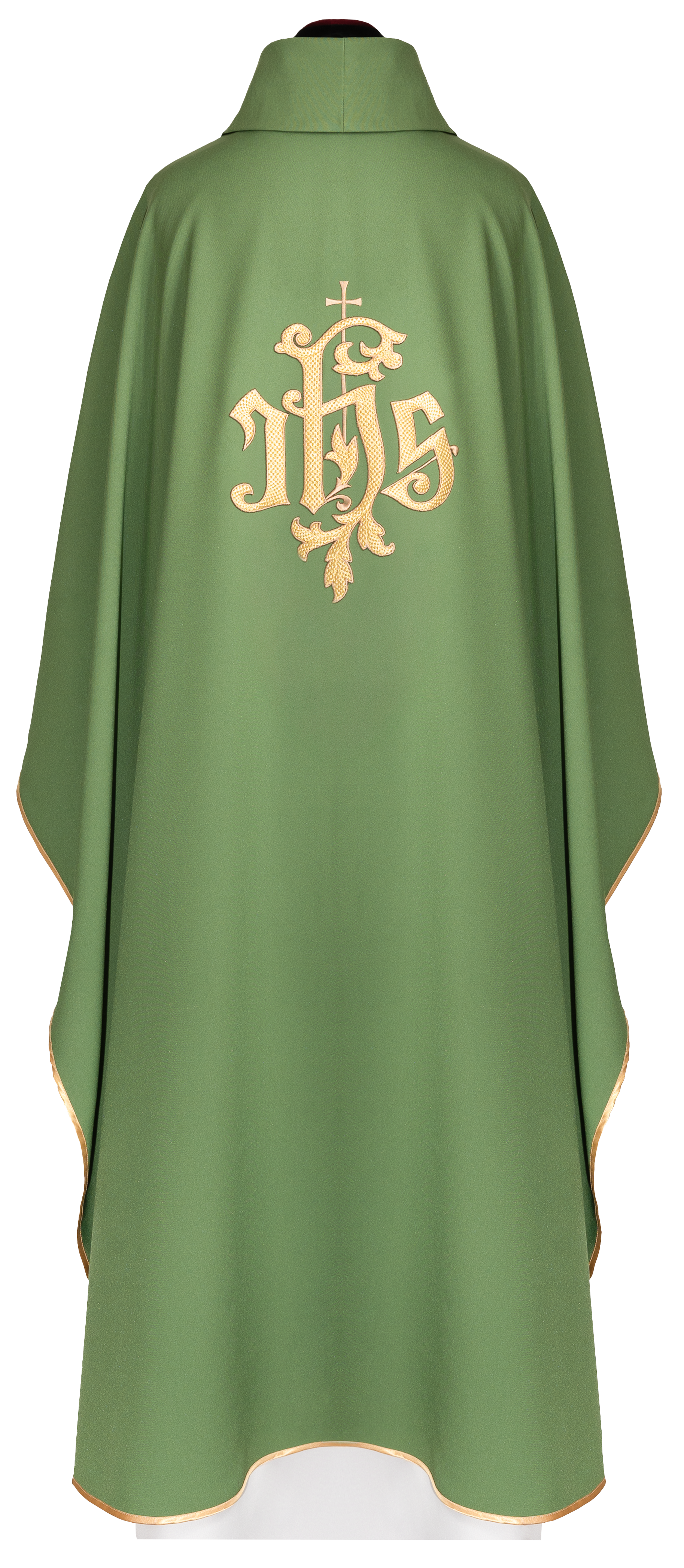 Pianeta verde con ricamo dorato IHS