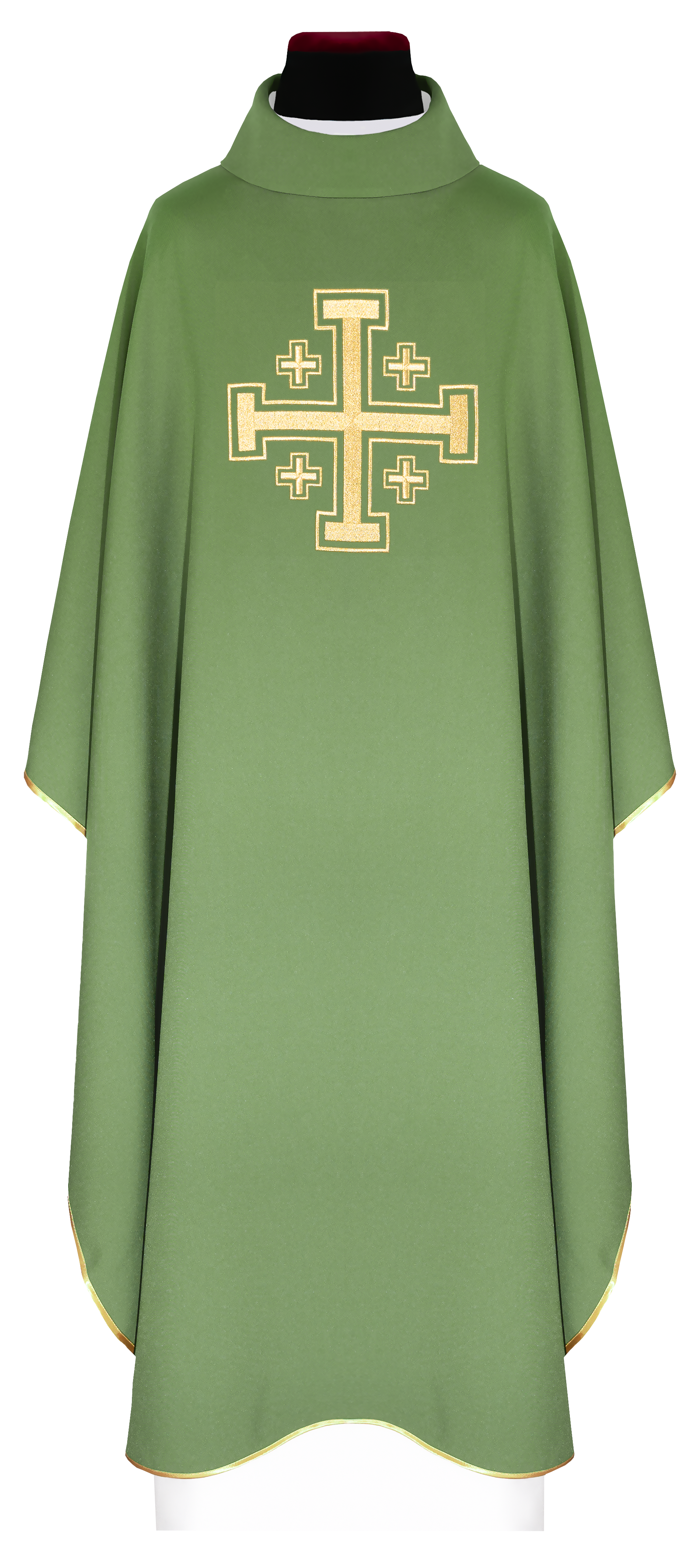 Pianeta verde ricamata con motivo della croce