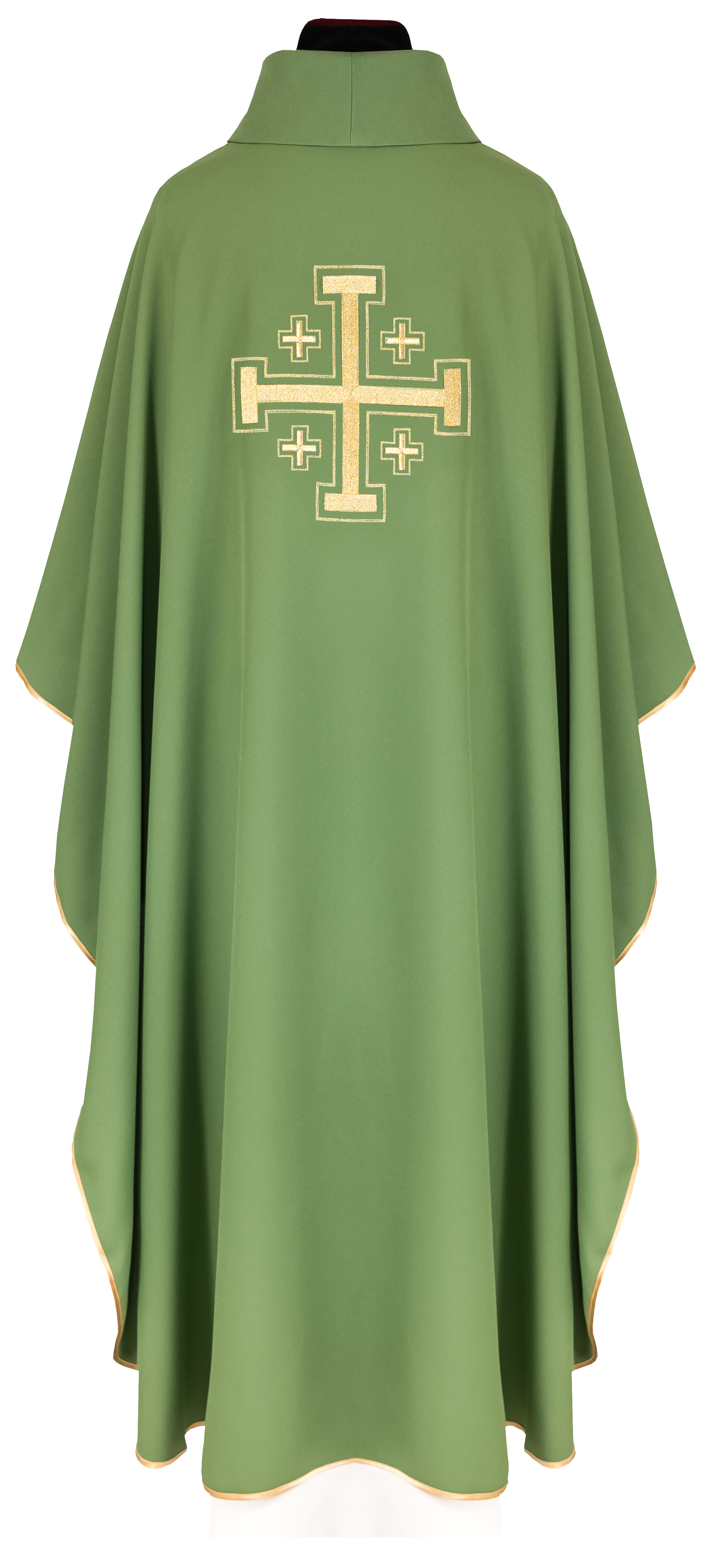 Pianeta verde ricamata con motivo della croce