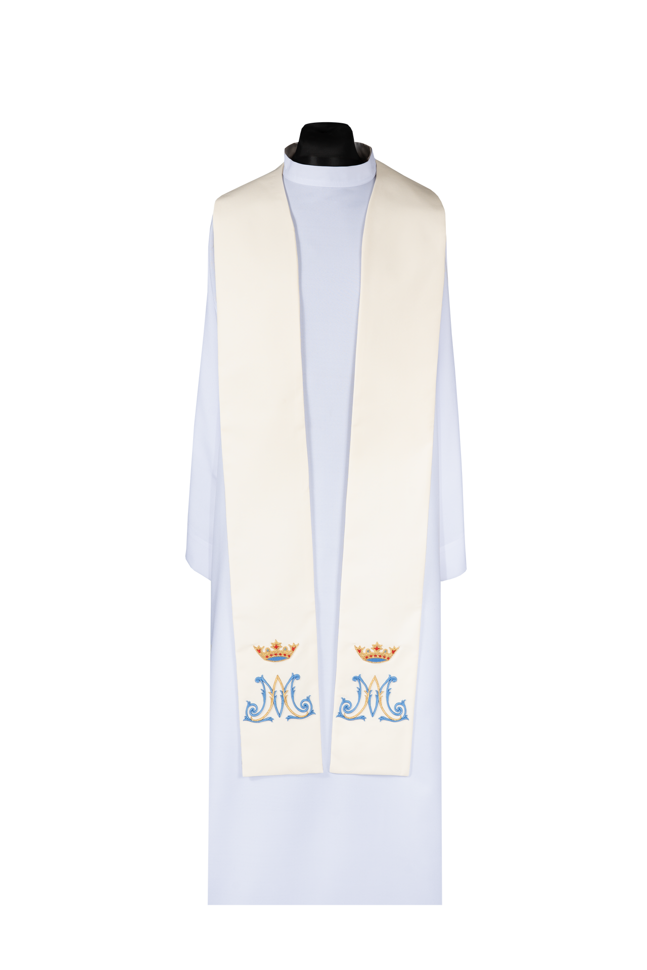 Stuła haftowana Maryjna ecru - ORNATY.PL