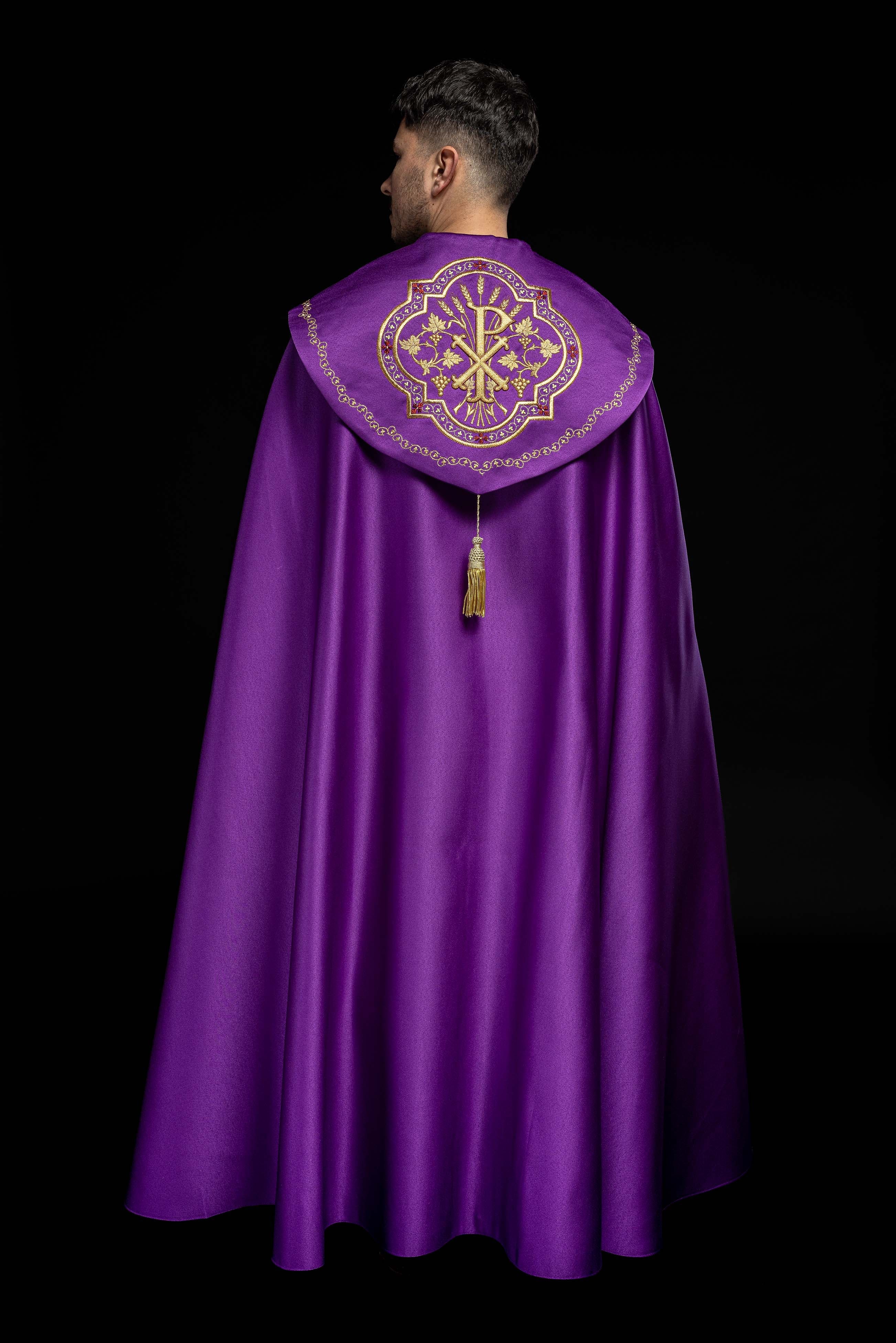 Kapa eucharystyczna monogram PX w kolorze fioletowym - ORNATY.PL