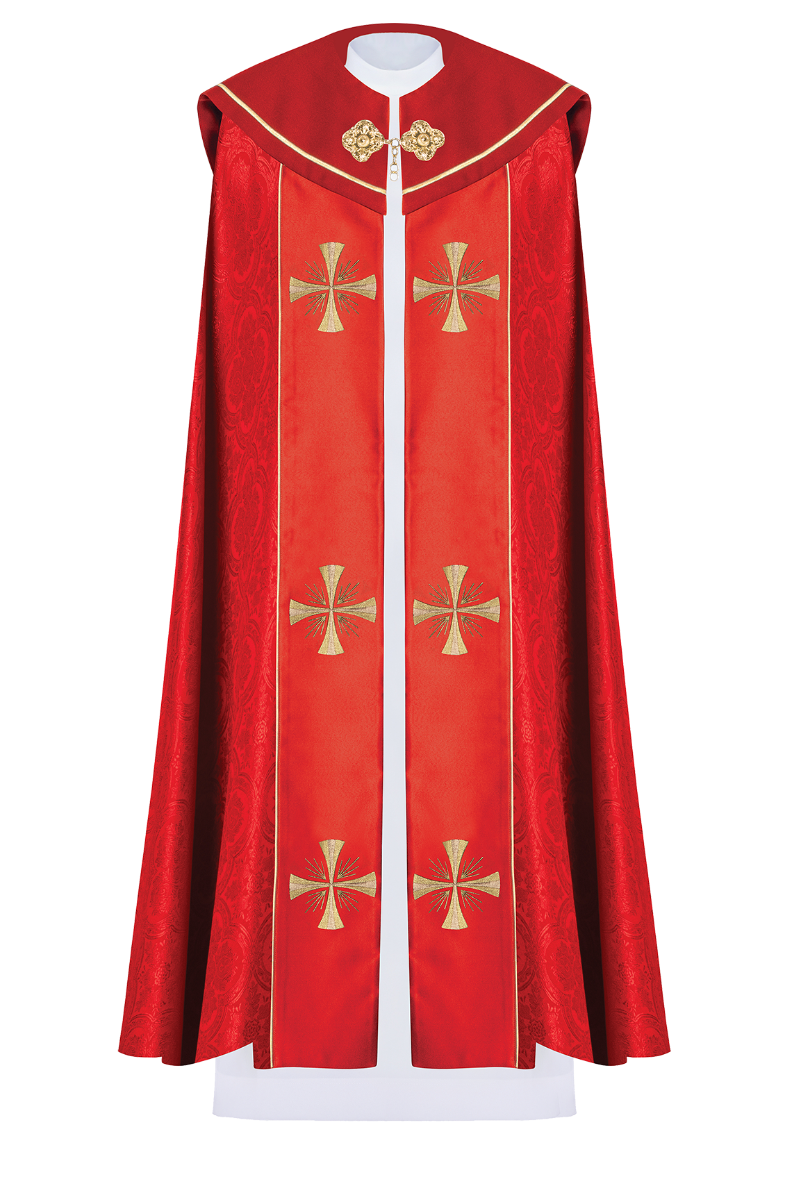 Czerwona kapa liturgiczna z złotym IHS - ORNATY.PL