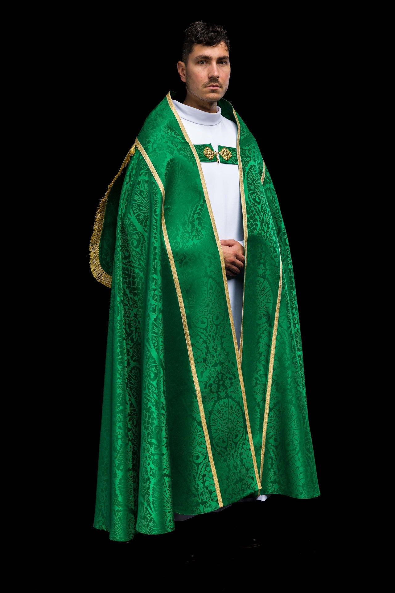 Piviale romano in tessuto jacquard – Verde