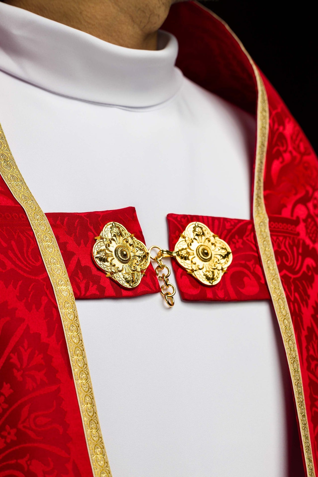 Piviale romano in tessuto jacquard – Rosso