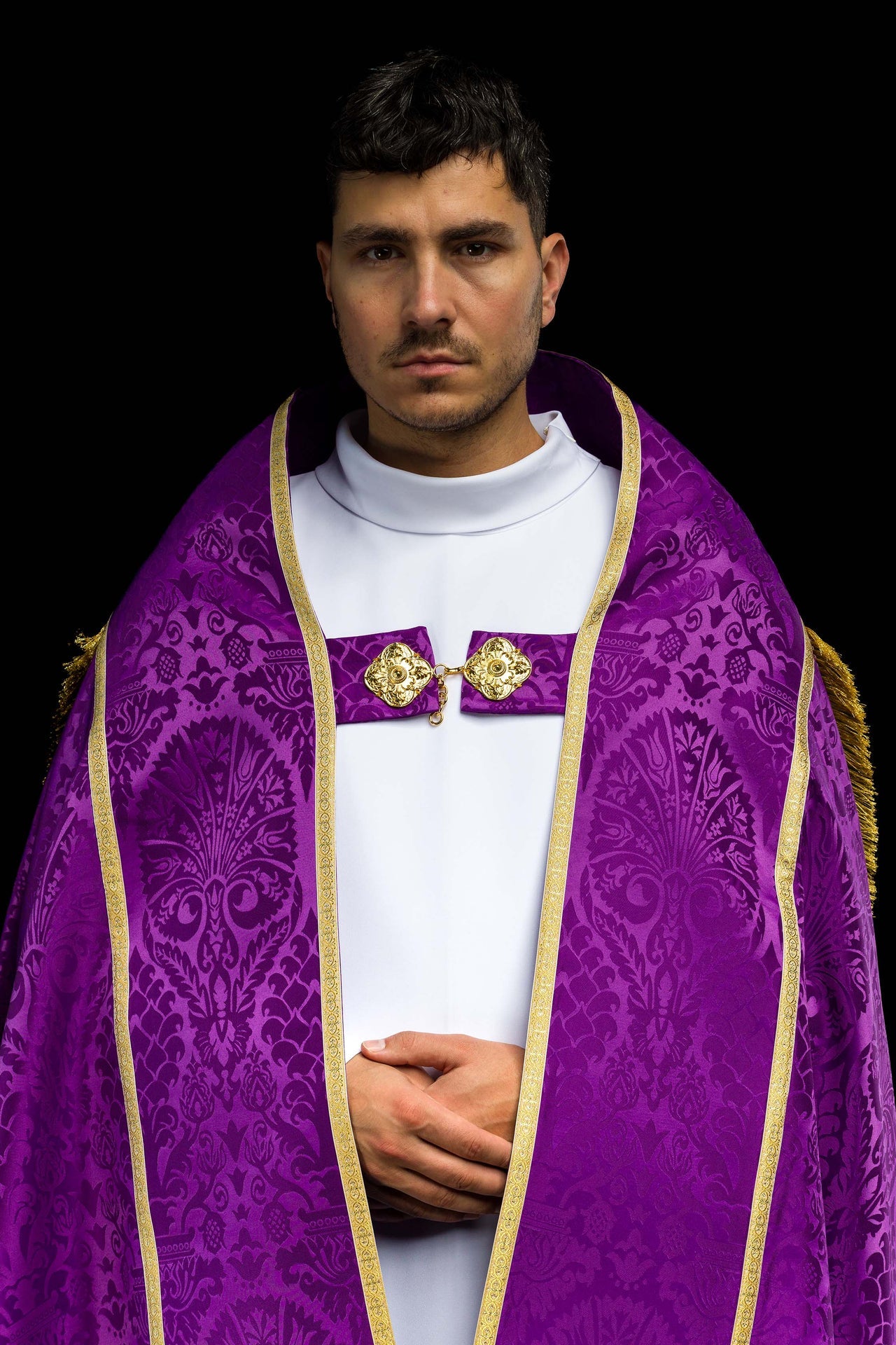 Piviale romano in tessuto jacquard – Viola