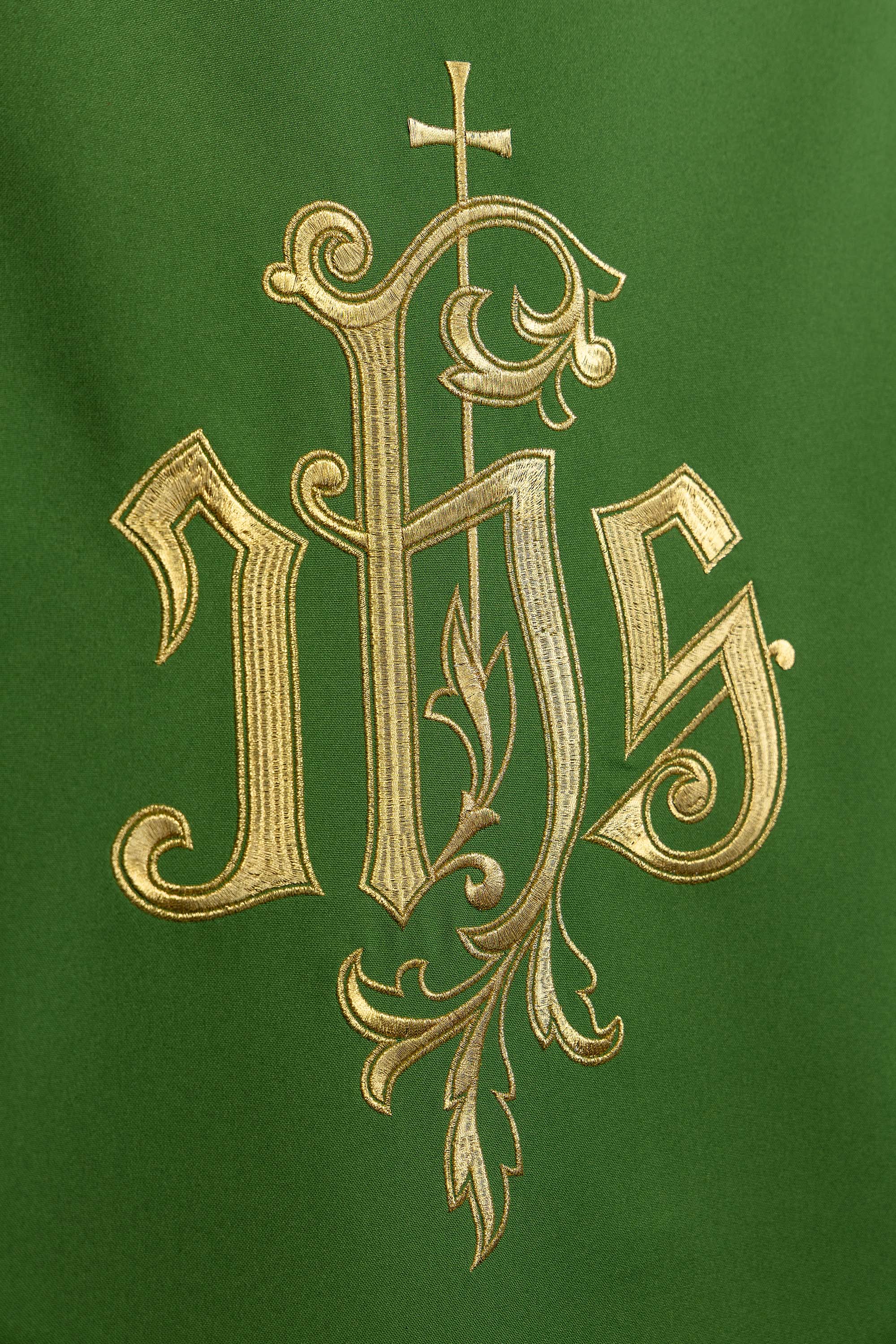 Verde coprileggio ricamato con simbolo IHS