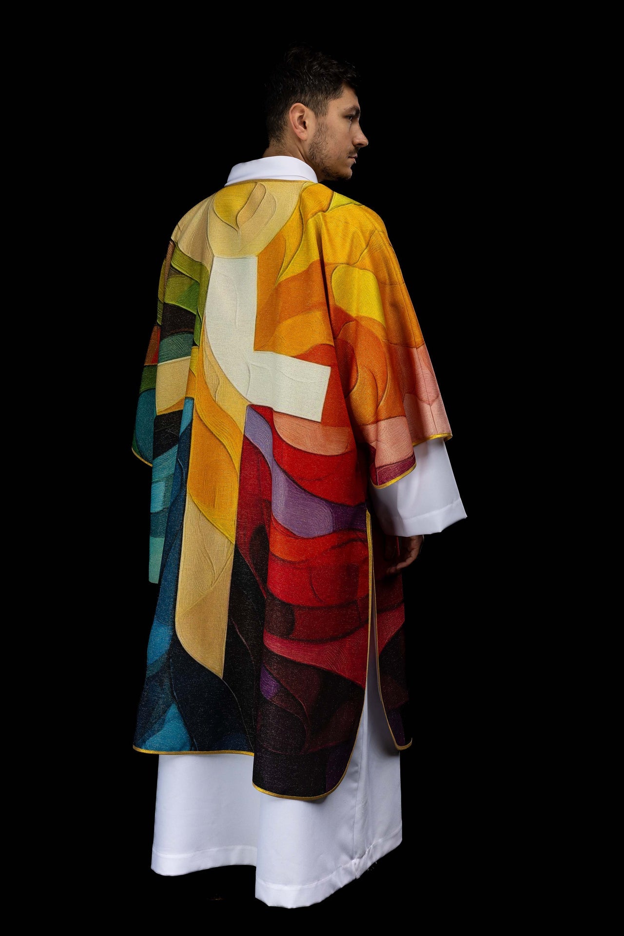 Dalmatyka drukowana kolorowa z motywem krzyża - ORNATY.PL