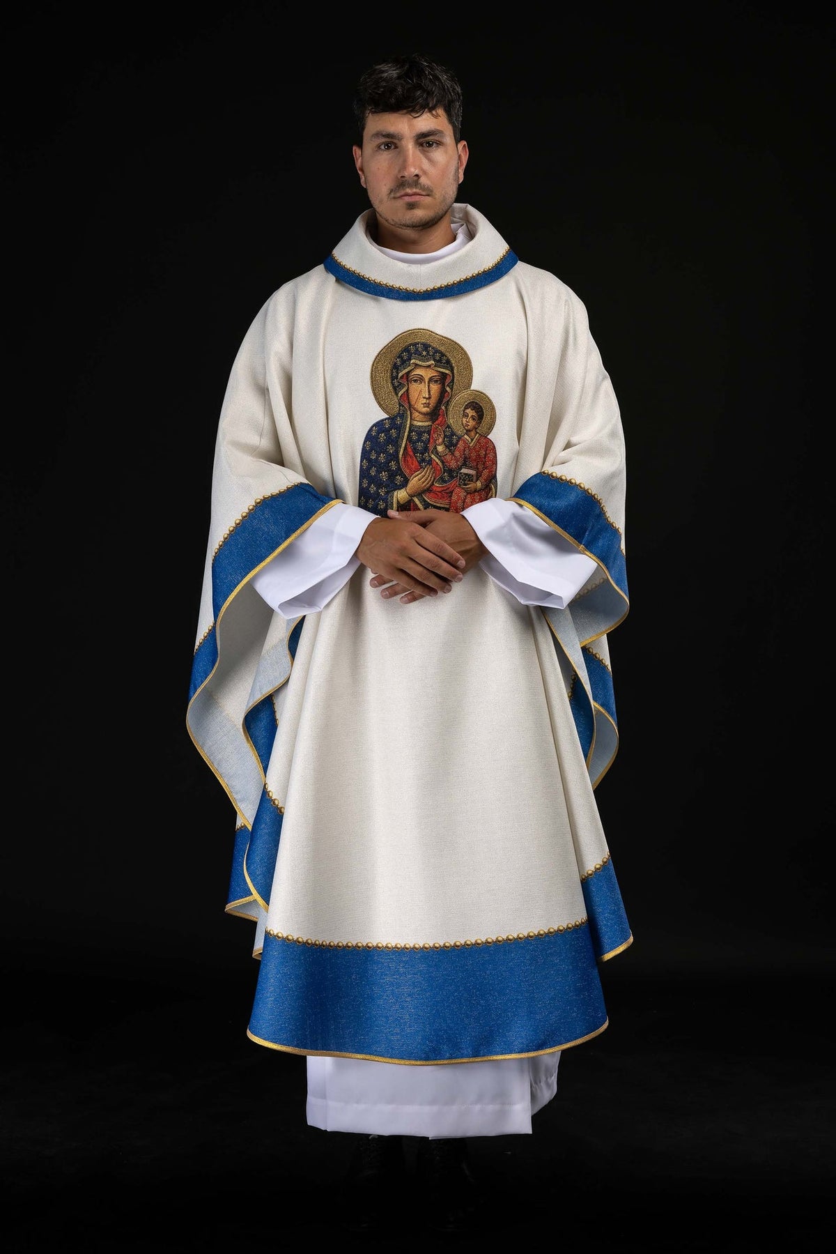 Casula stampata con l'immagine della Madonna di Częstochowa