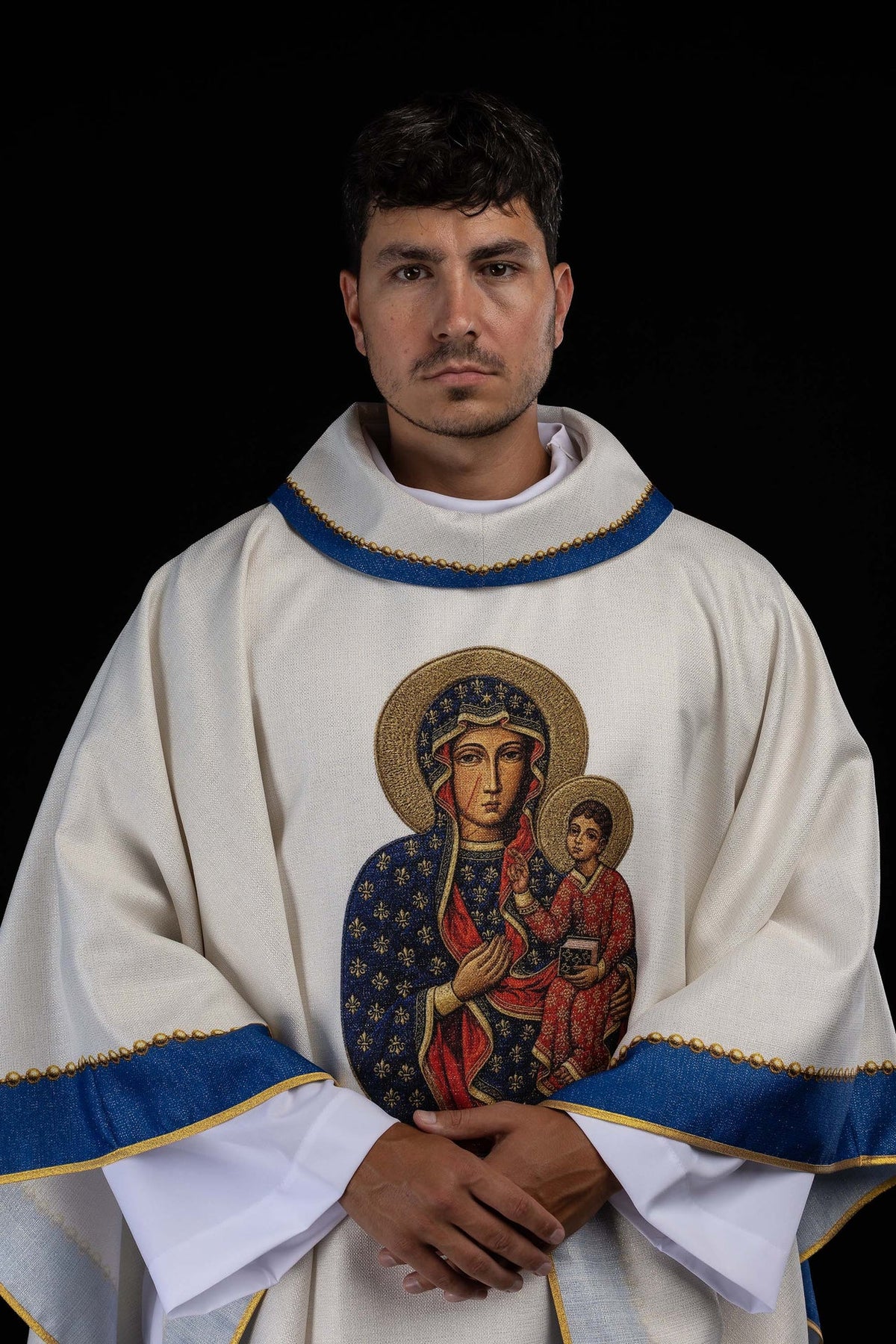Casula stampata con l'immagine della Madonna di Częstochowa