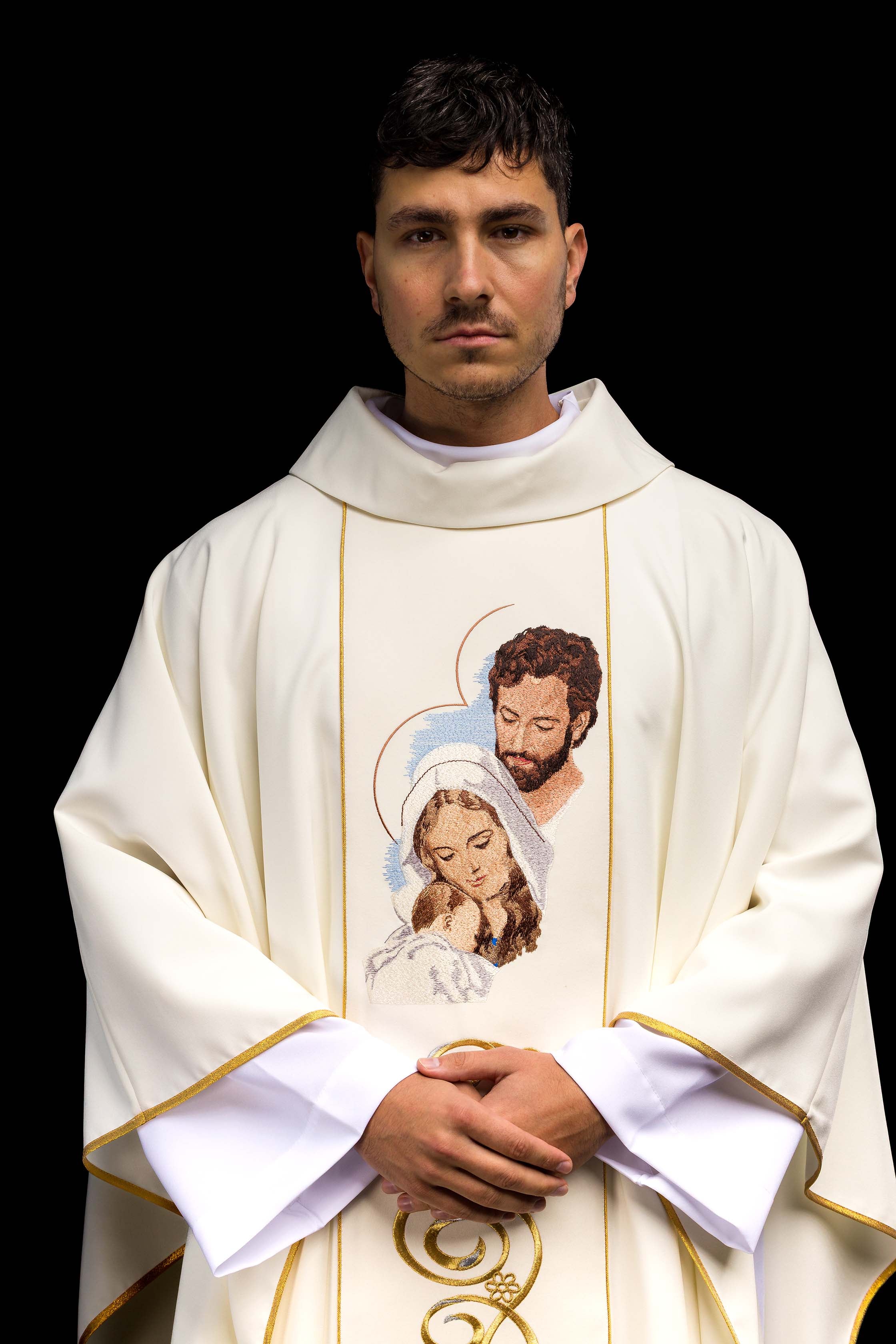 Casula di Natale con immagine della Sacra Famiglia