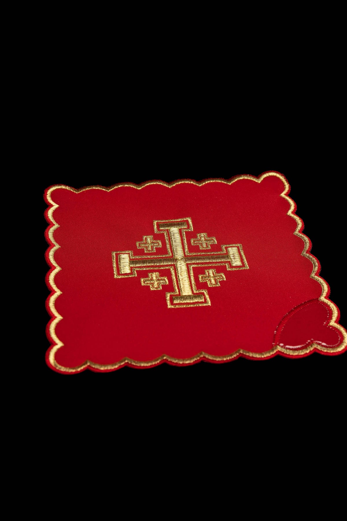 Set di quattro palle da calice con Croce di Gerusalemme ricamata