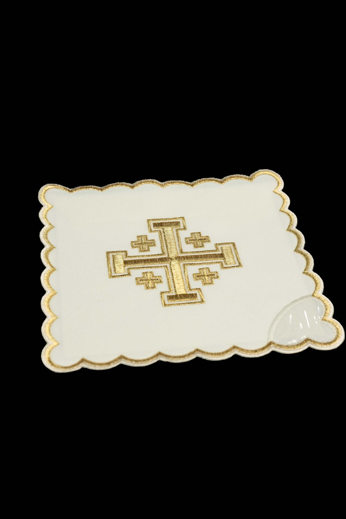 Set di quattro palle da calice con Croce di Gerusalemme ricamata