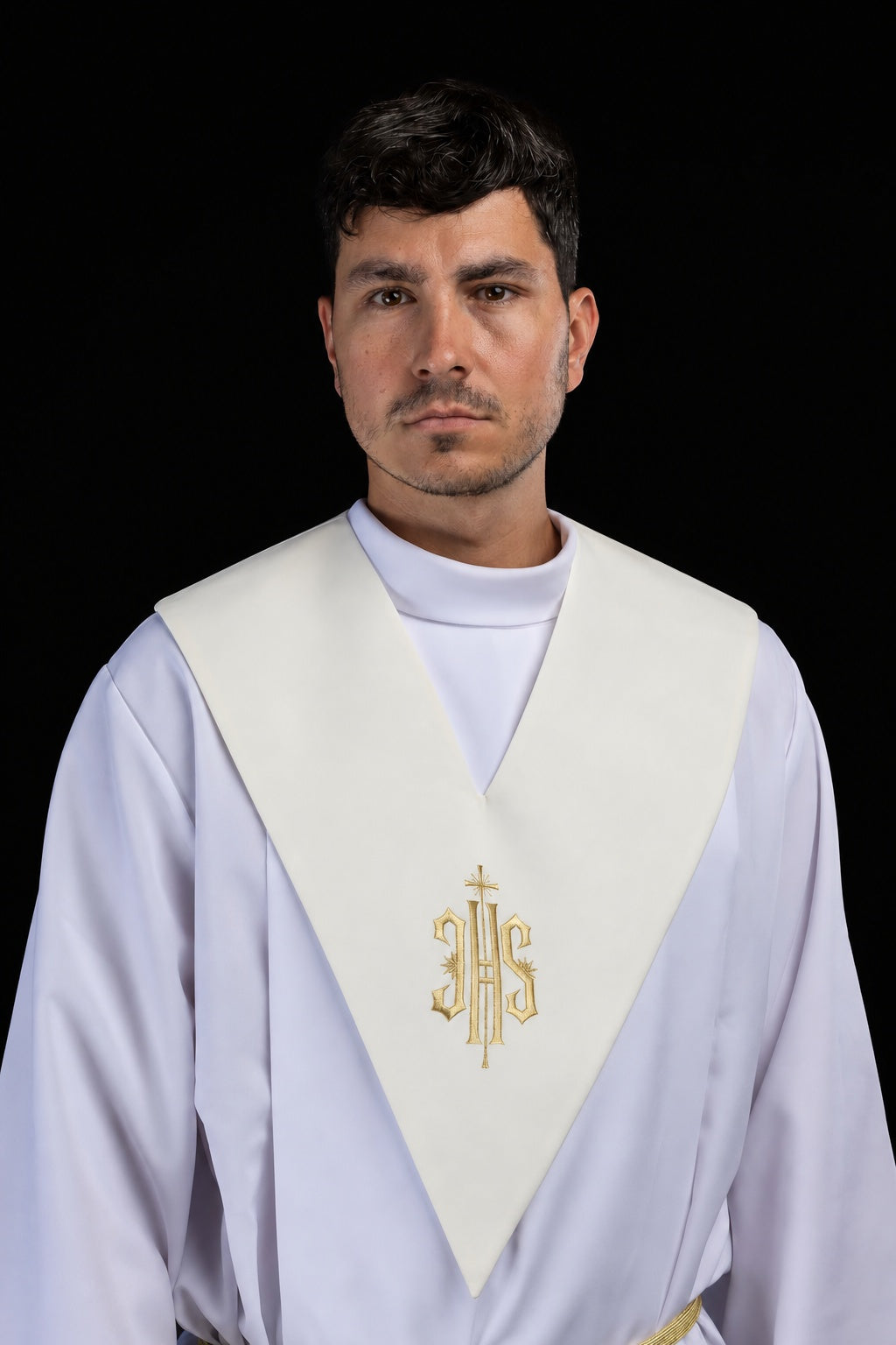 Palliotto da lettore color avorio con ricamo IHS