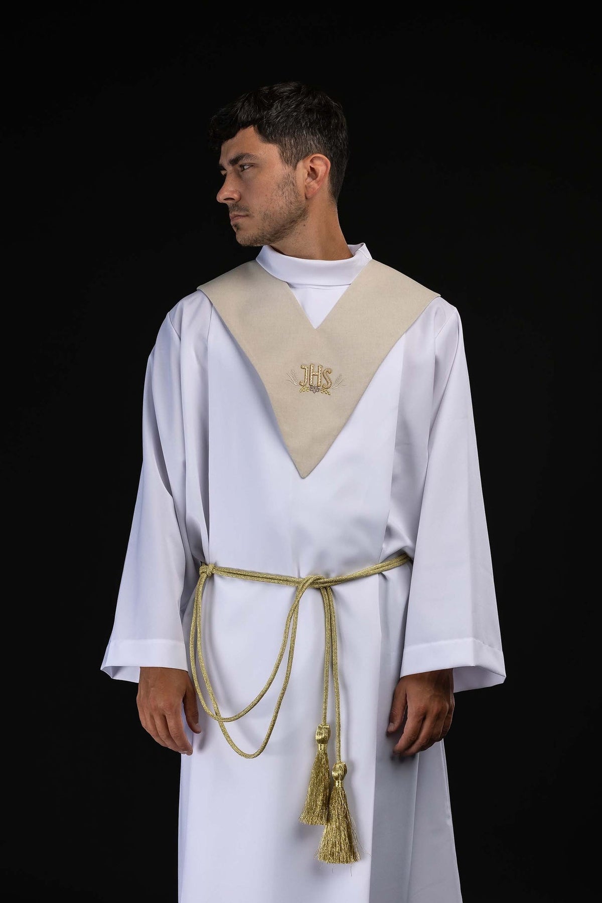 Palliotto da lettore avorio con ricamo IHS