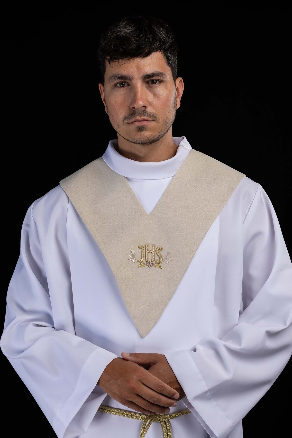 Palliotto da lettore avorio con ricamo IHS
