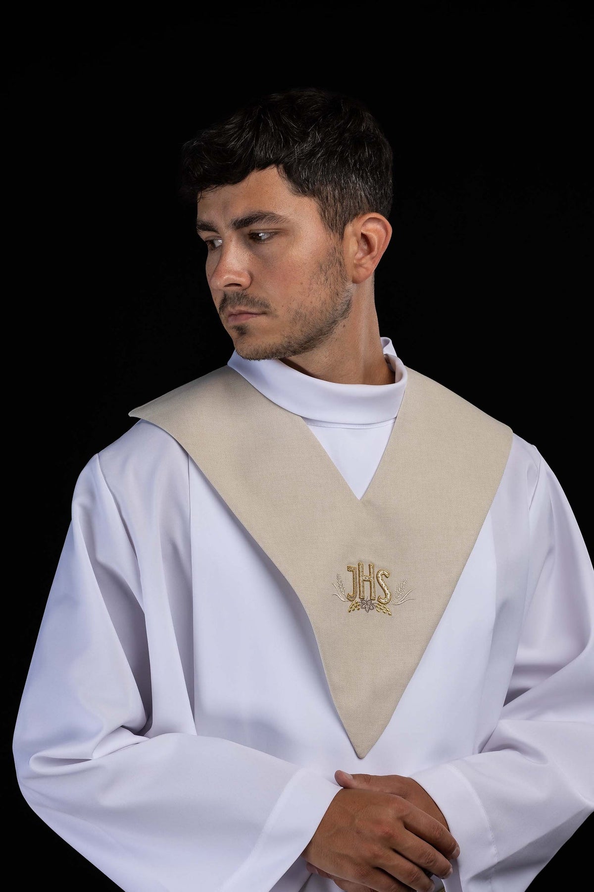 Palliotto da lettore avorio con ricamo IHS