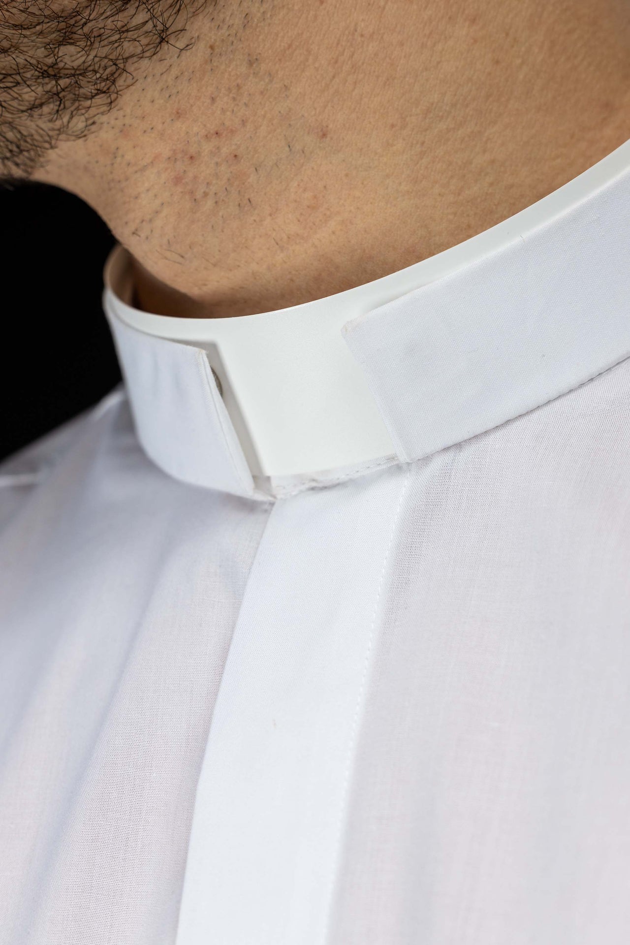 Camicia clergy romana bianca a maniche lunghe con colletto romano