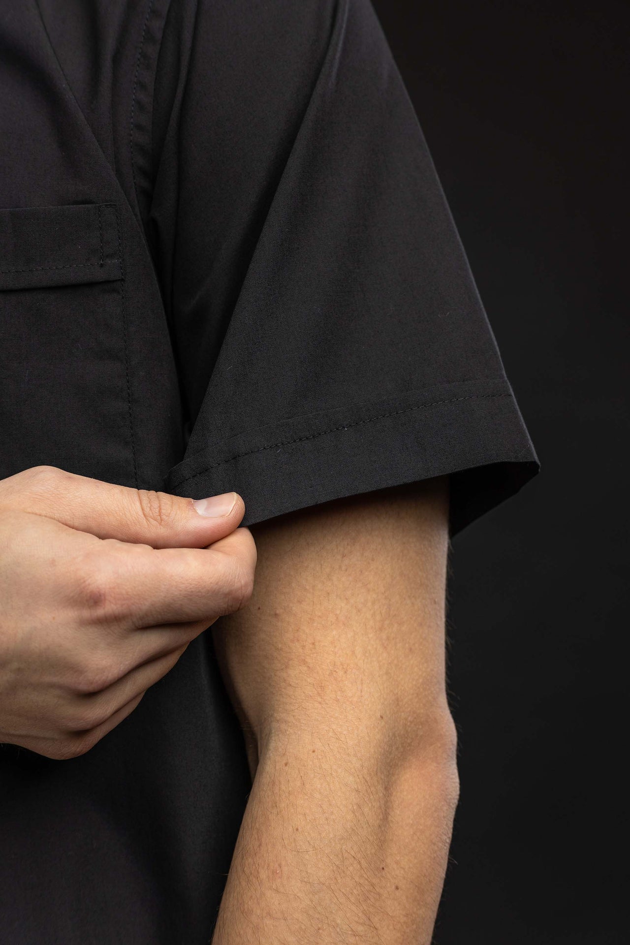 Camicia clergy romana nera a maniche corte con colletto romano
