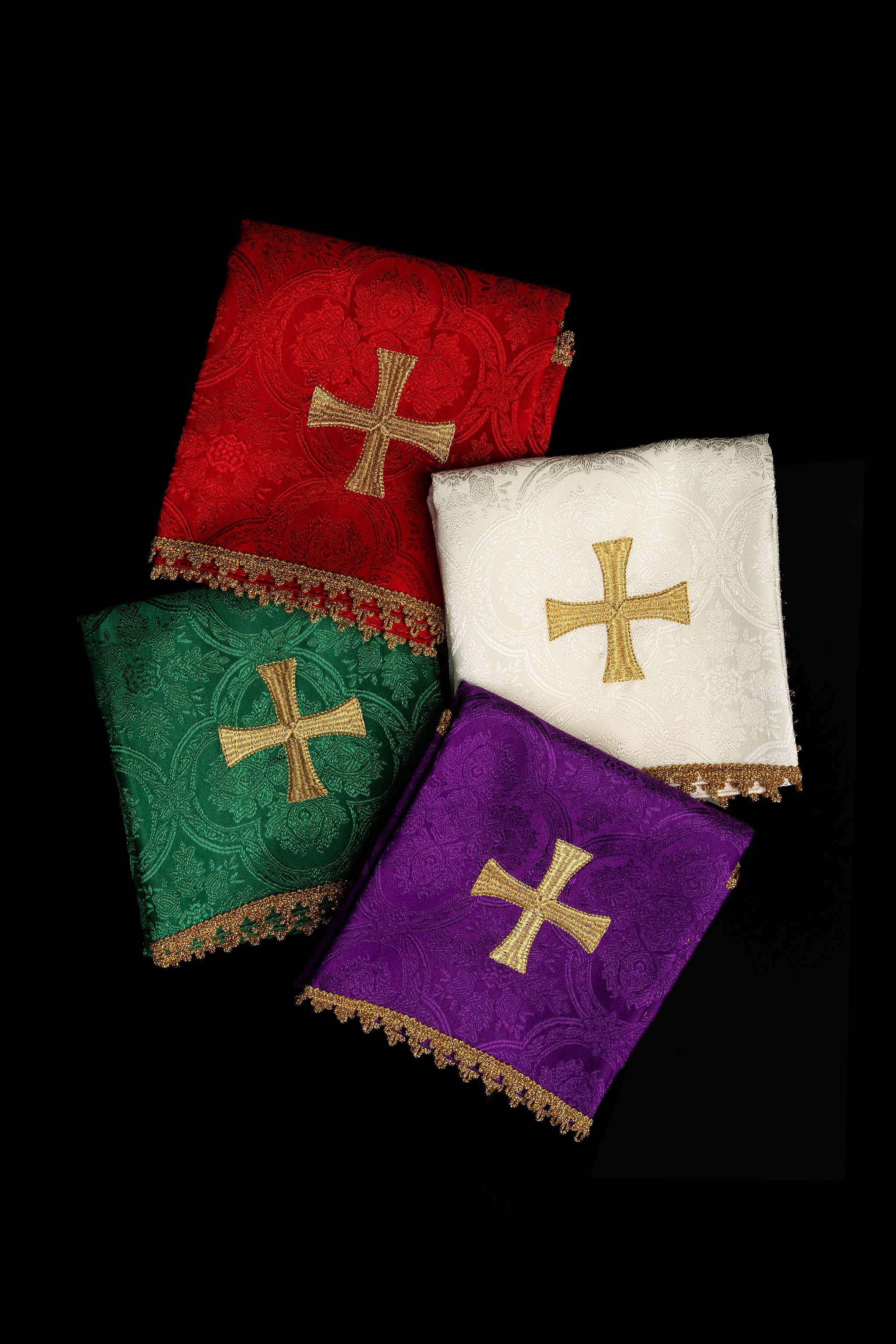 Set di copri calice in jacquard in quattro colori liturgici