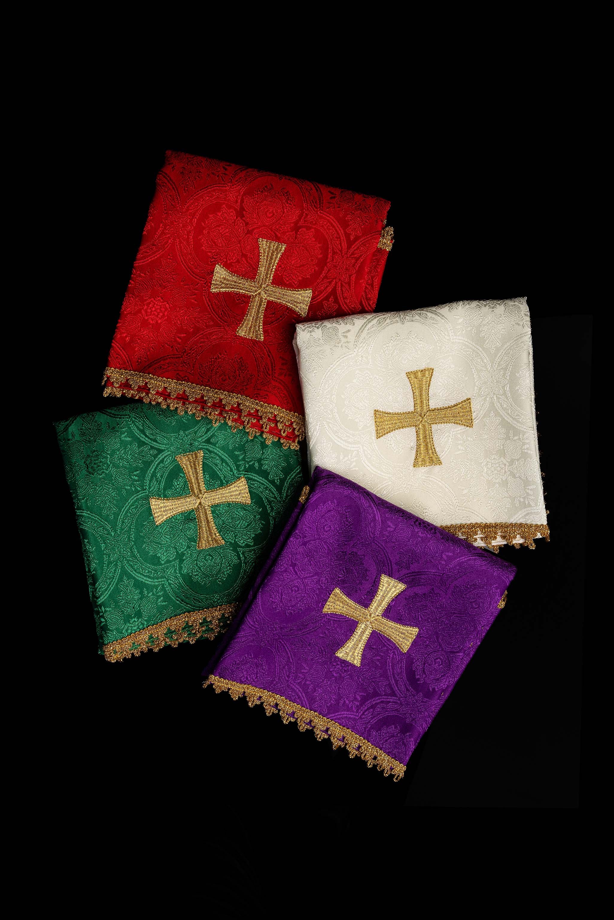 Set di copri calice in jacquard in quattro colori liturgici