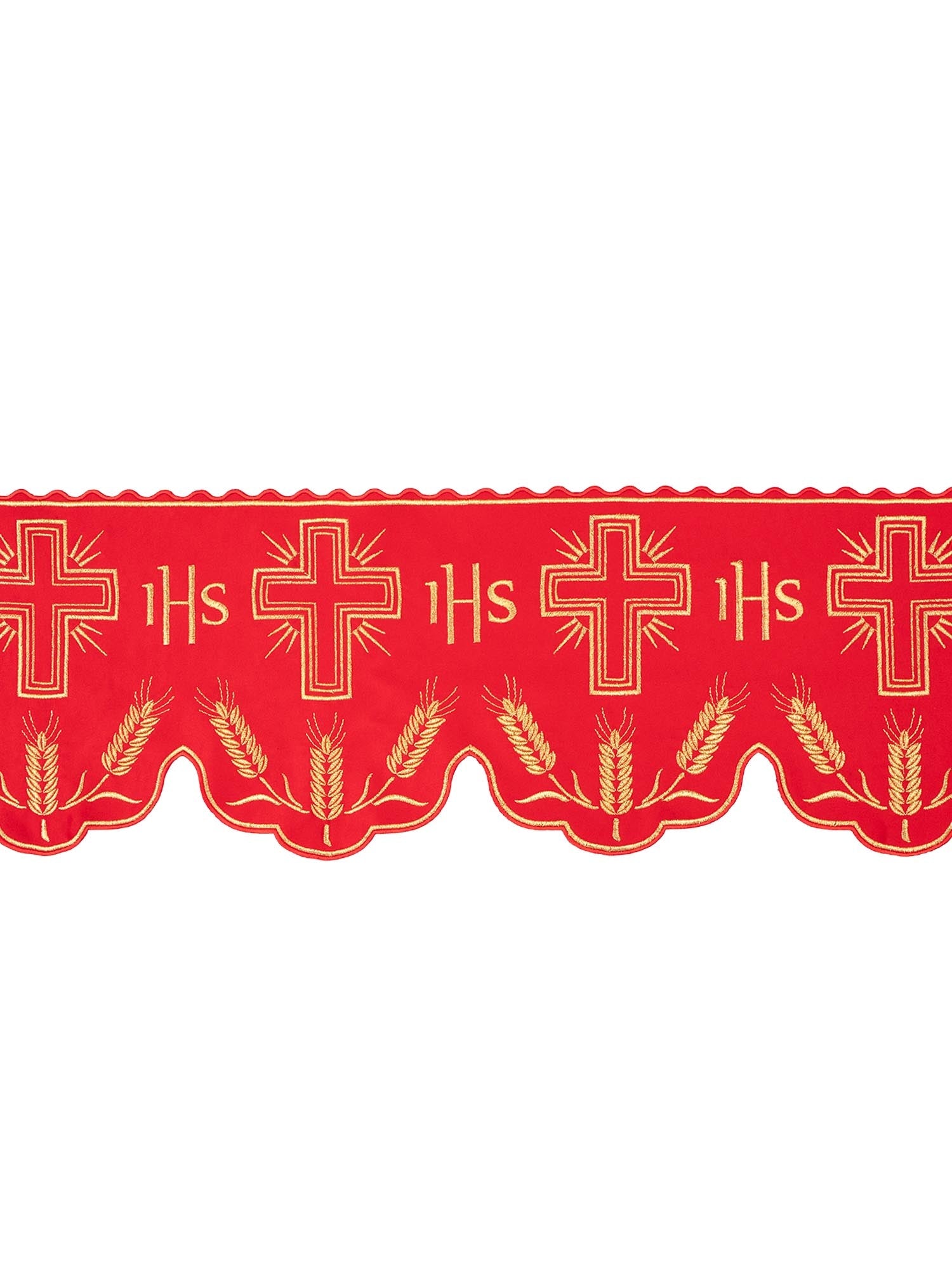 Metraż z monogramem IHS w kolorze zielonym z motywem krzyża - ORNATY.PL
