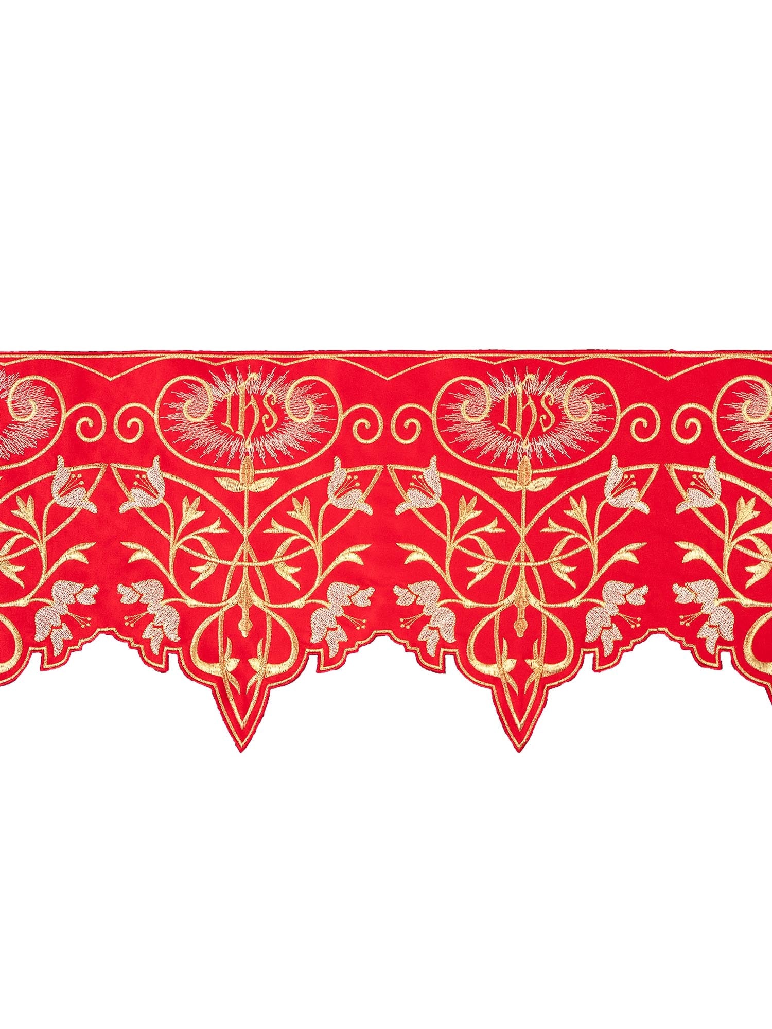 Balza per tovaglia d'altare con monogramma IHS a colori rosso KOM/037/02 27cm 3,5m - PERILPRETE.IT