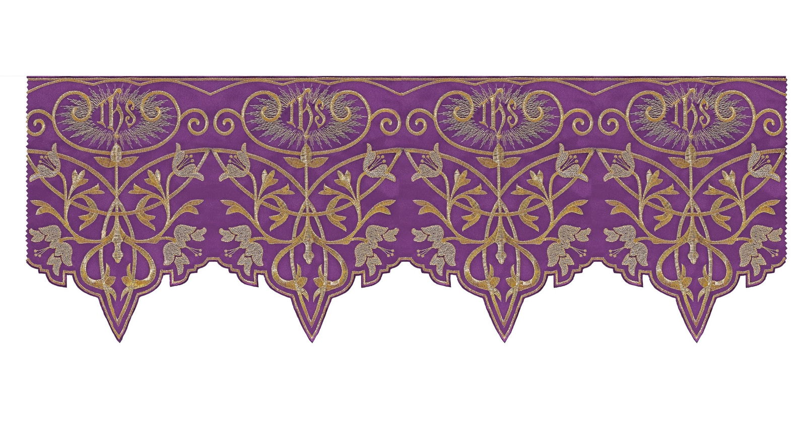 Balza per tovaglia d'altare con monogramma IHS a colori viola KOM/037/03 27cm 3,5m - PERILPRETE.IT