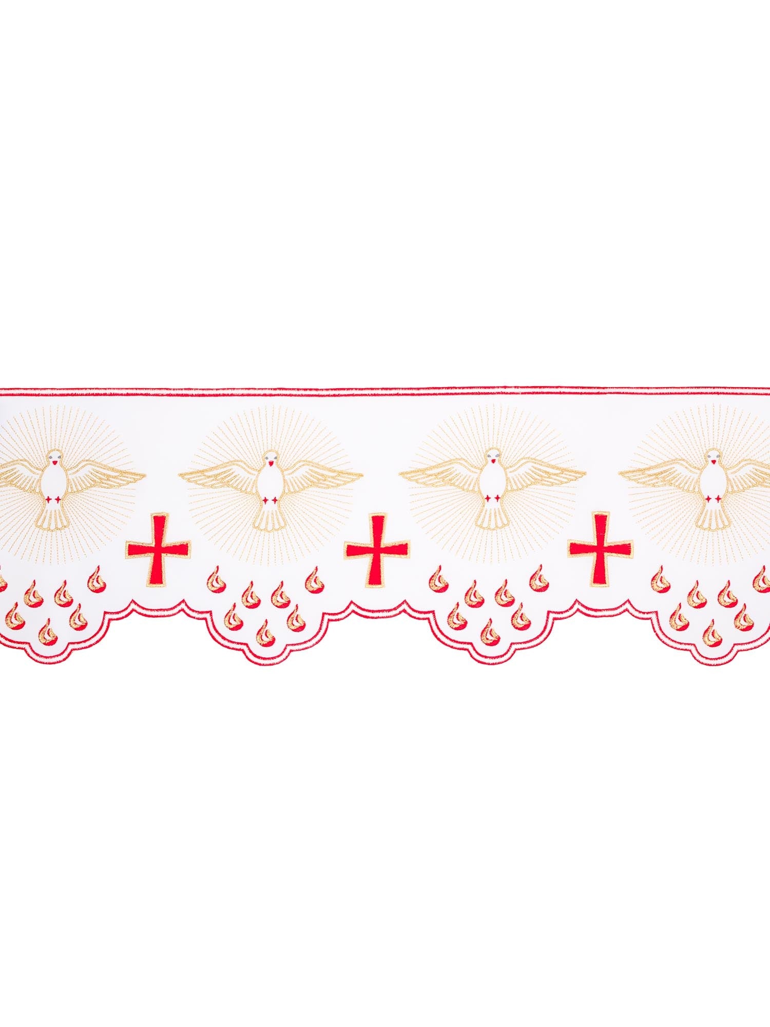 Balza per tovaglia d'altare con ricamo frontale Colomba Bianca Bianco KOM/044/04 20cm 3,5m - PERILPRETE.IT