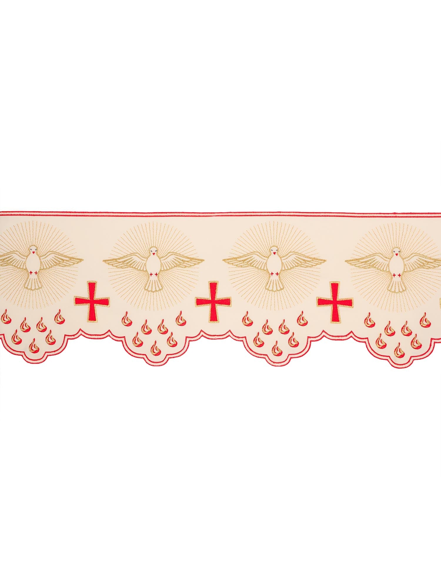 Balza per tovaglia d'altare con ricamo frontale Colomba Bianca ècru KOM/044/05 20cm 3,5m - PERILPRETE.IT