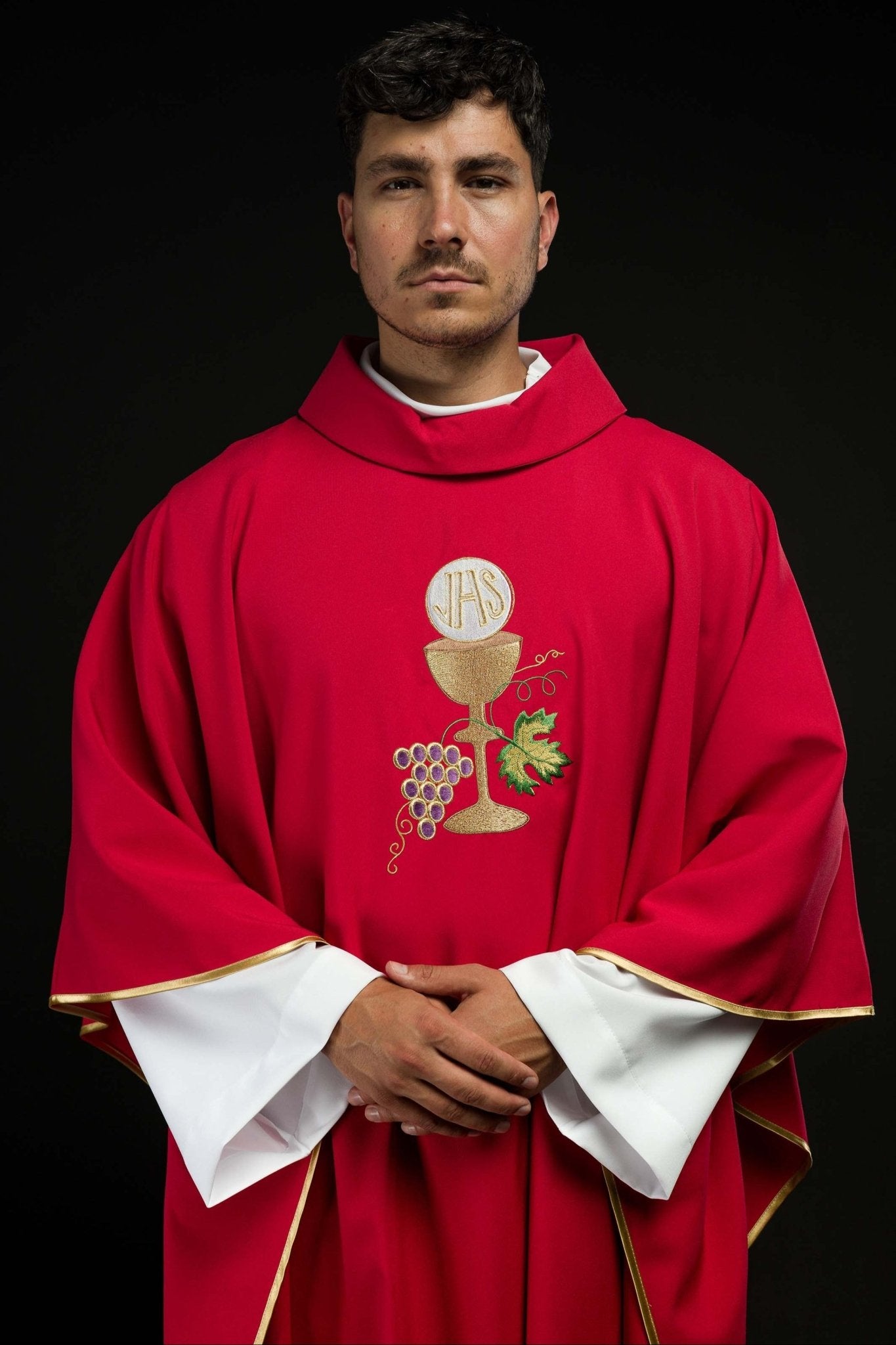 Casula Calice Croce e Uva écru KOR/208/02/12 CZERWONY - PERILPRETE.IT