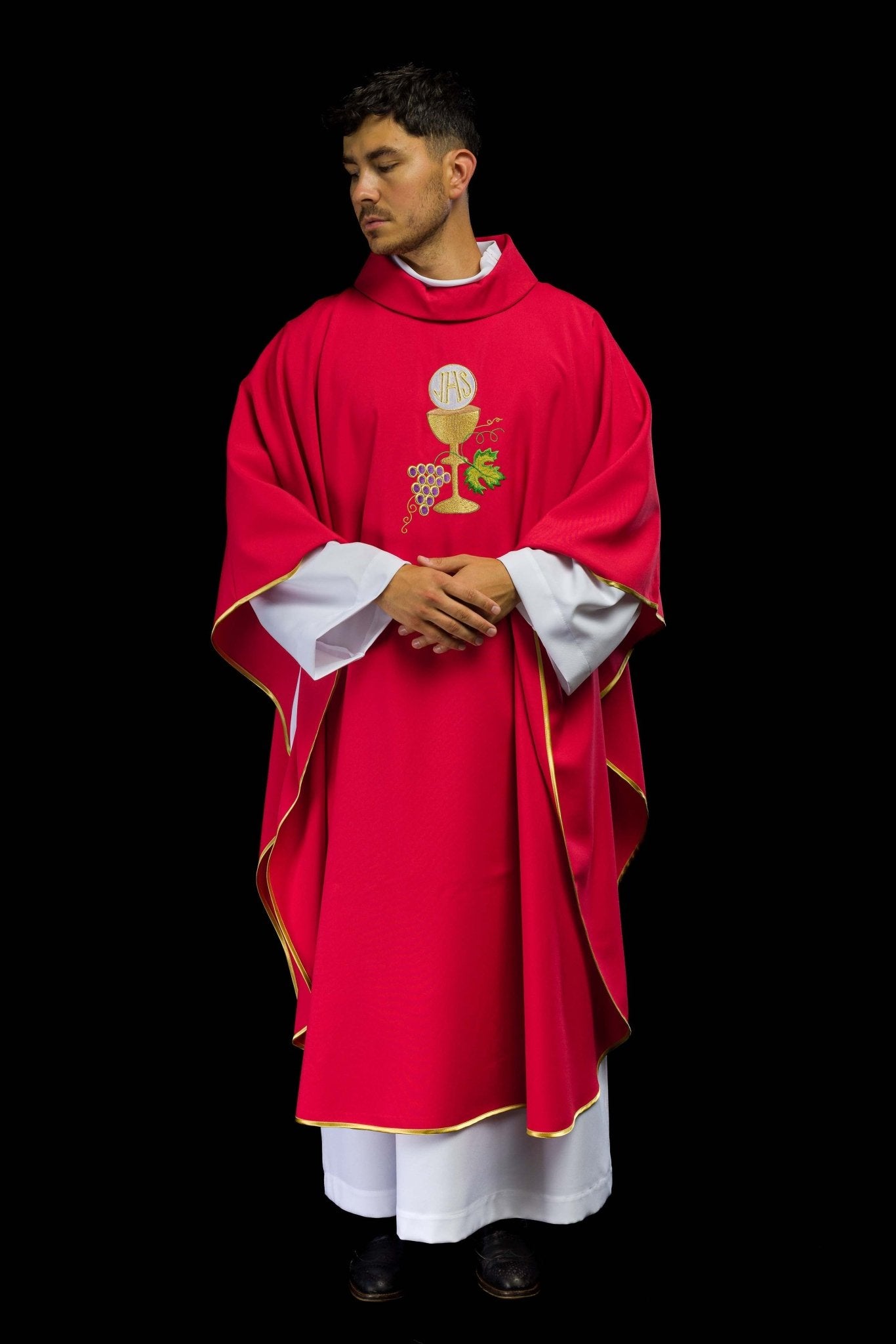 Casula Calice Croce e Uva écru KOR/208/02/12 CZERWONY - PERILPRETE.IT