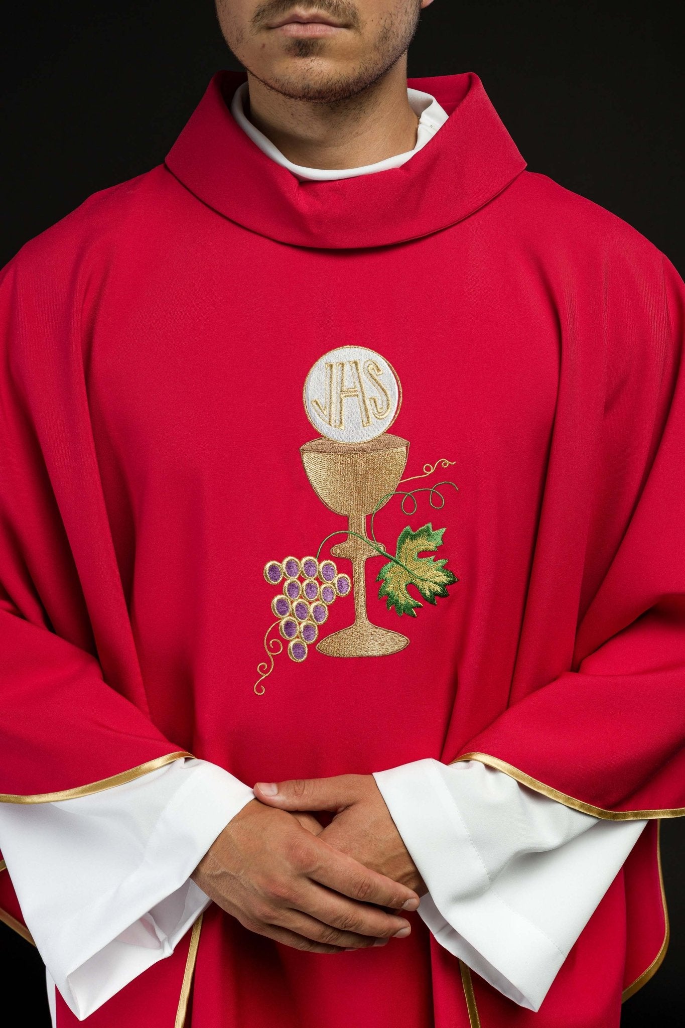 Casula Calice Croce e Uva écru KOR/208/02/12 CZERWONY - PERILPRETE.IT