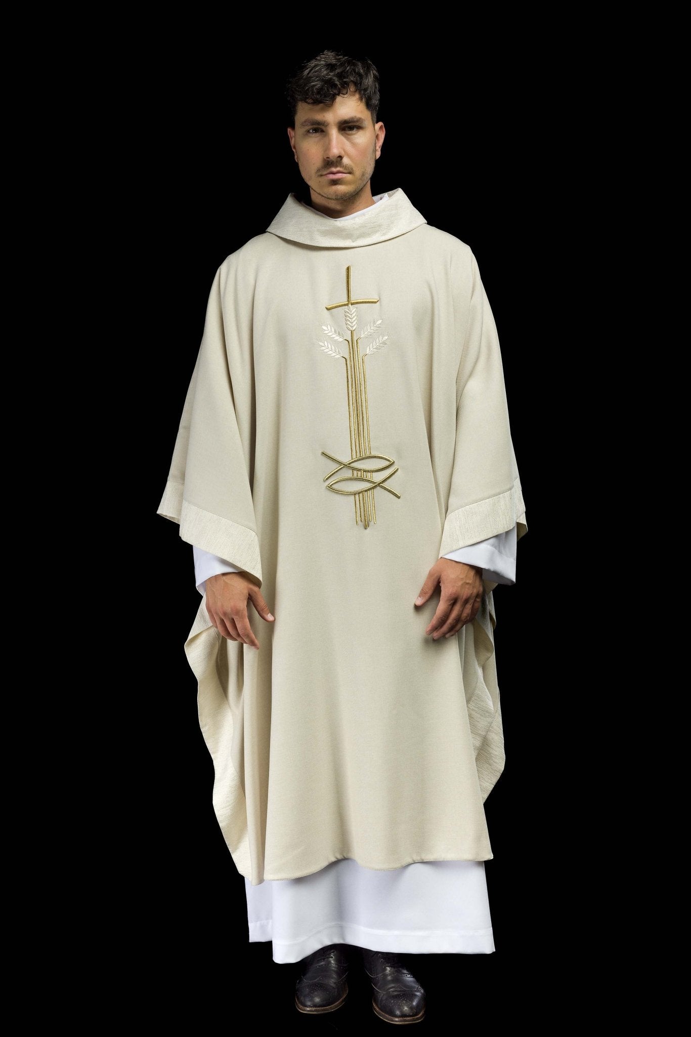 Casula con motivo di croce, orecchie e pesce S-7063-05-70 - PERILPRETE.IT