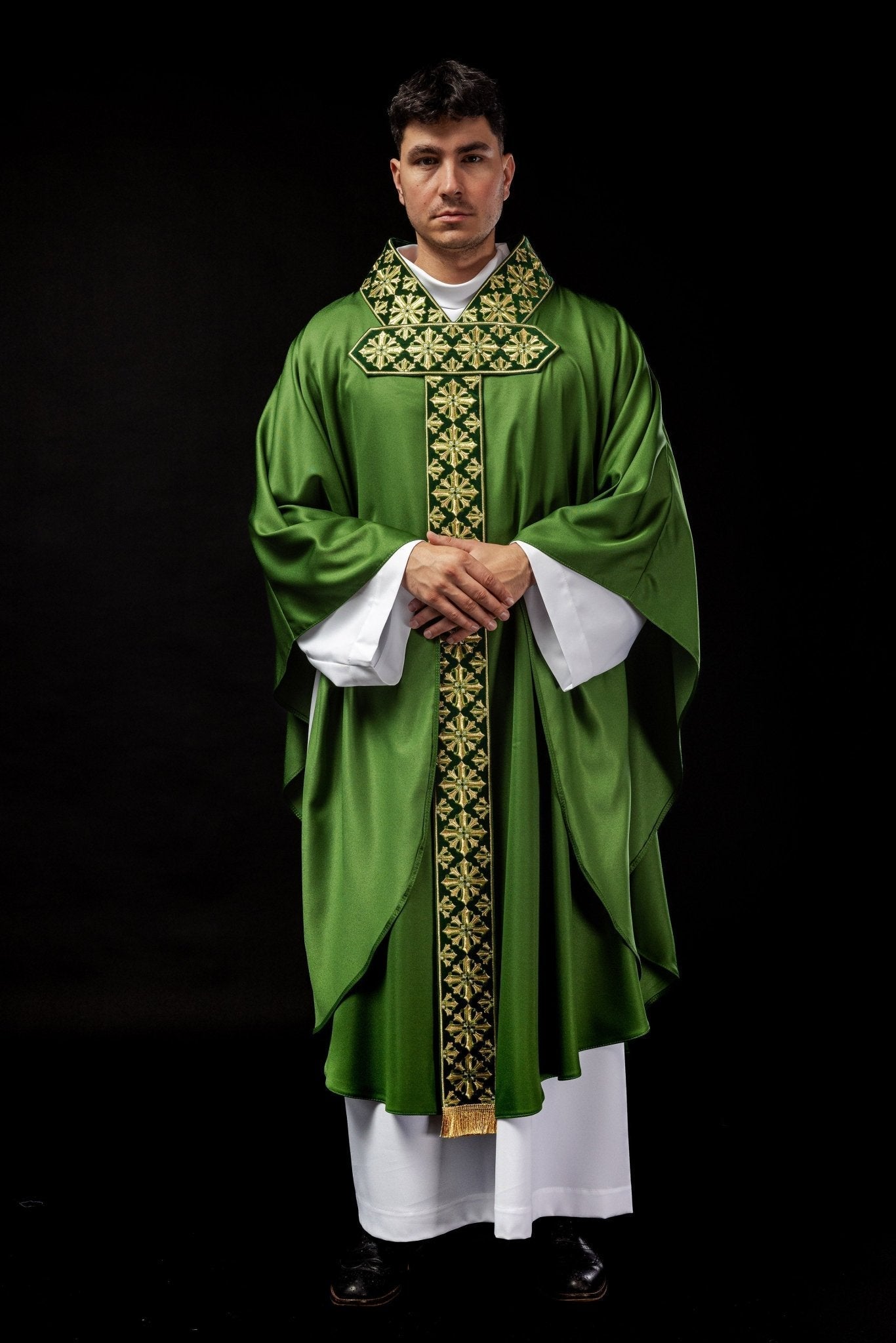 Casula con ricamo lucido in colore verde LE/7026/01 - PERILPRETE.IT