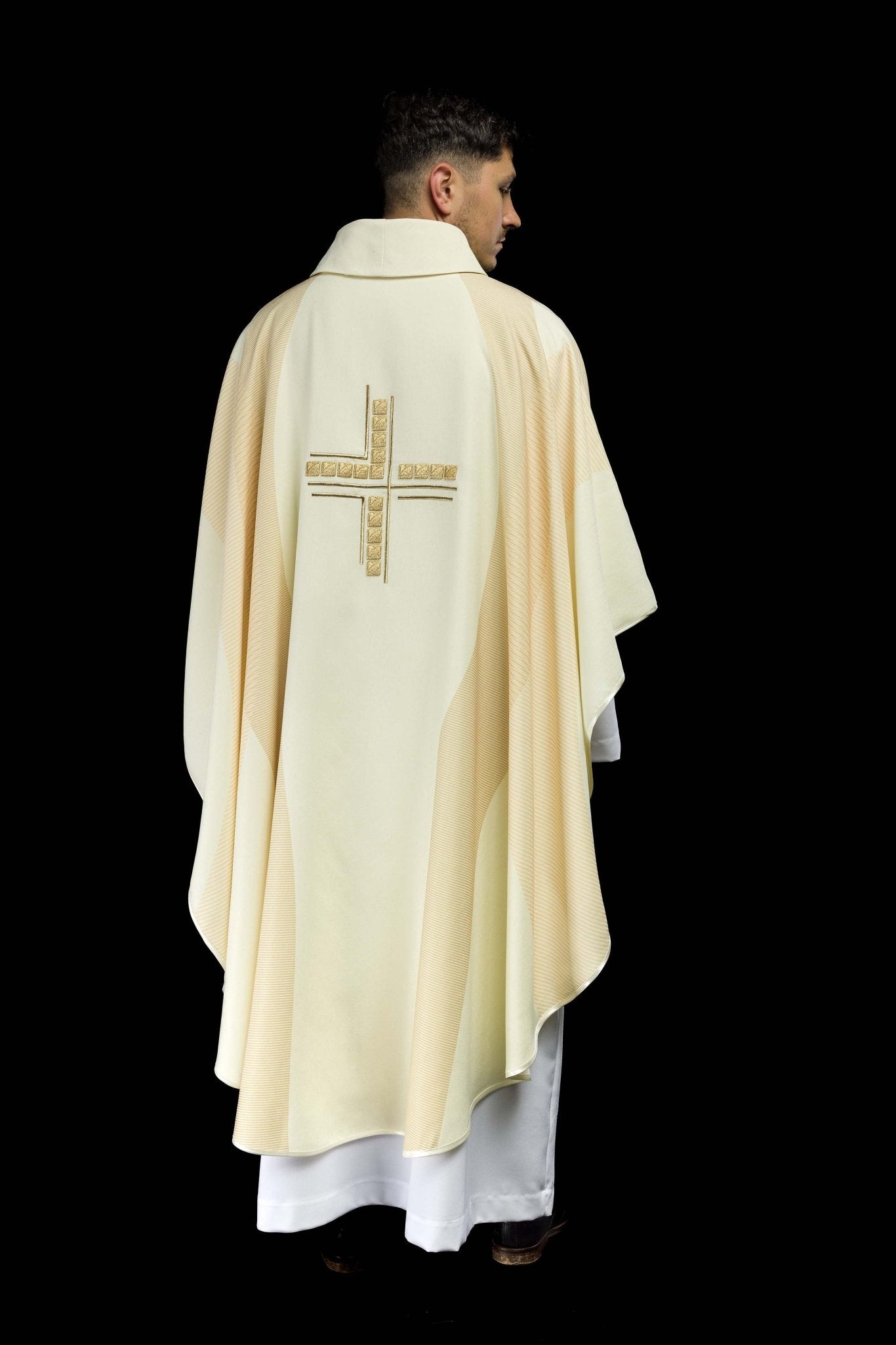 Casula Écru con Croce ricamata HA7036-05 ECRU - PERILPRETE.IT