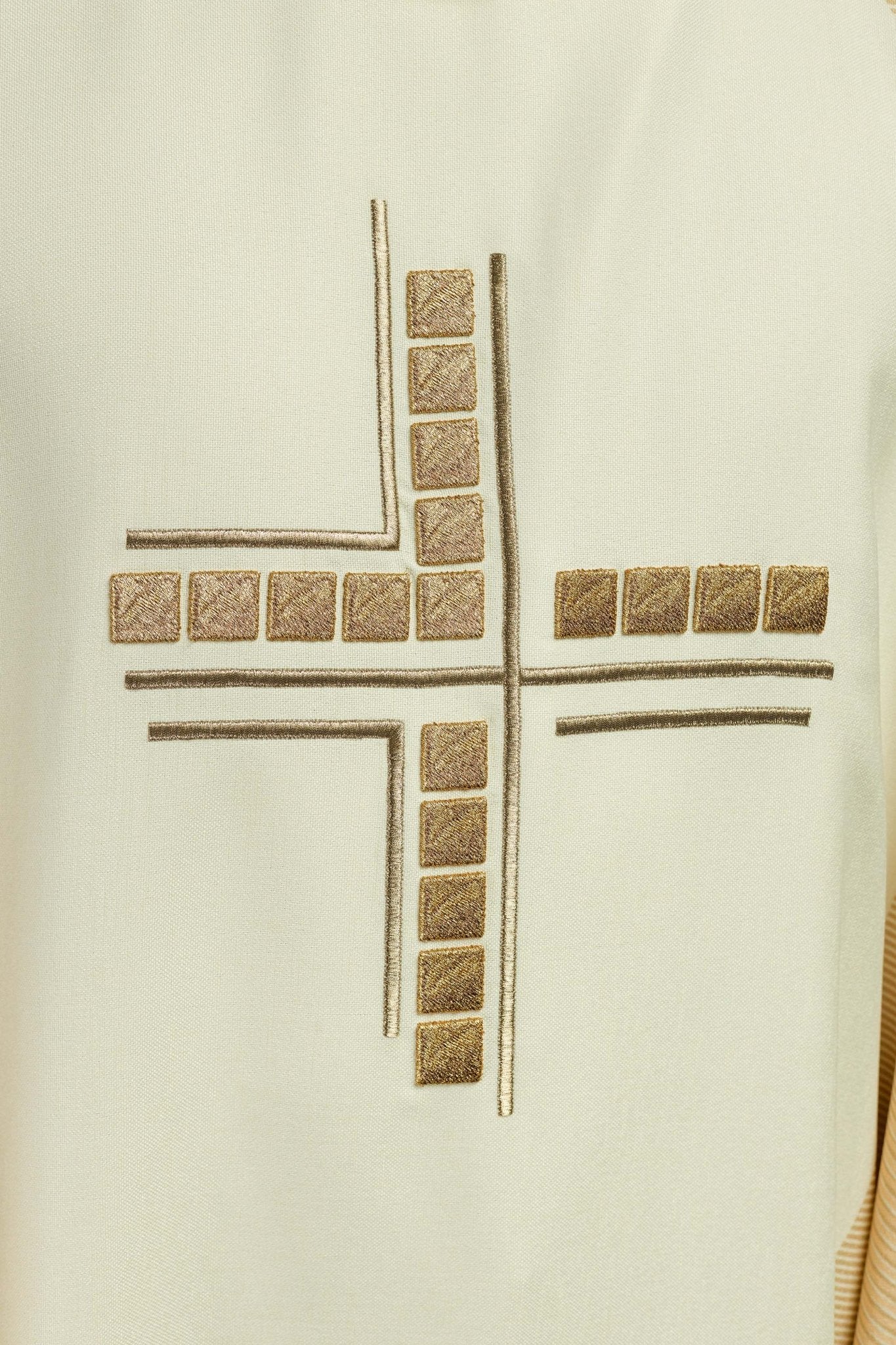 Casula Écru con Croce ricamata HA7036-05 ECRU - PERILPRETE.IT