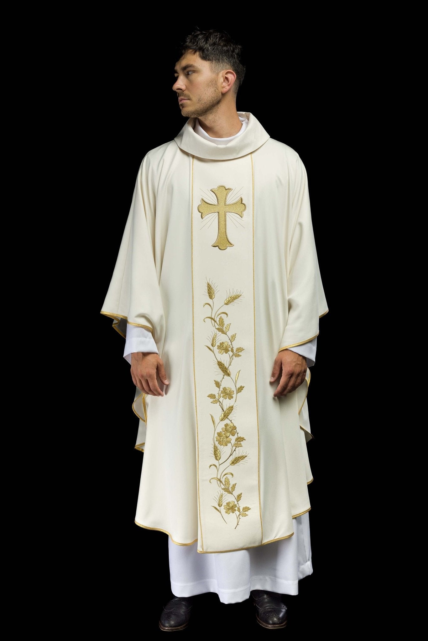 Casula Écru ricamo Croce e Spighe di grano KOR/375/05/53 ECRU - PERILPRETE.IT