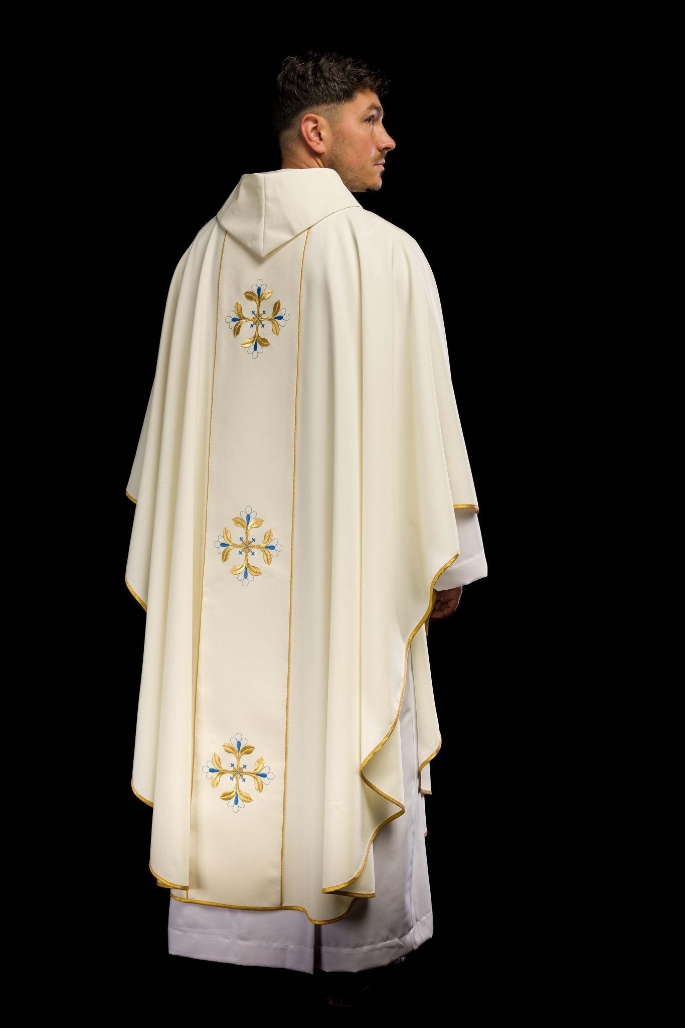 Casula liturgica mariana con fascia KOR/128/05/01 ECRU - PERILPRETE.IT