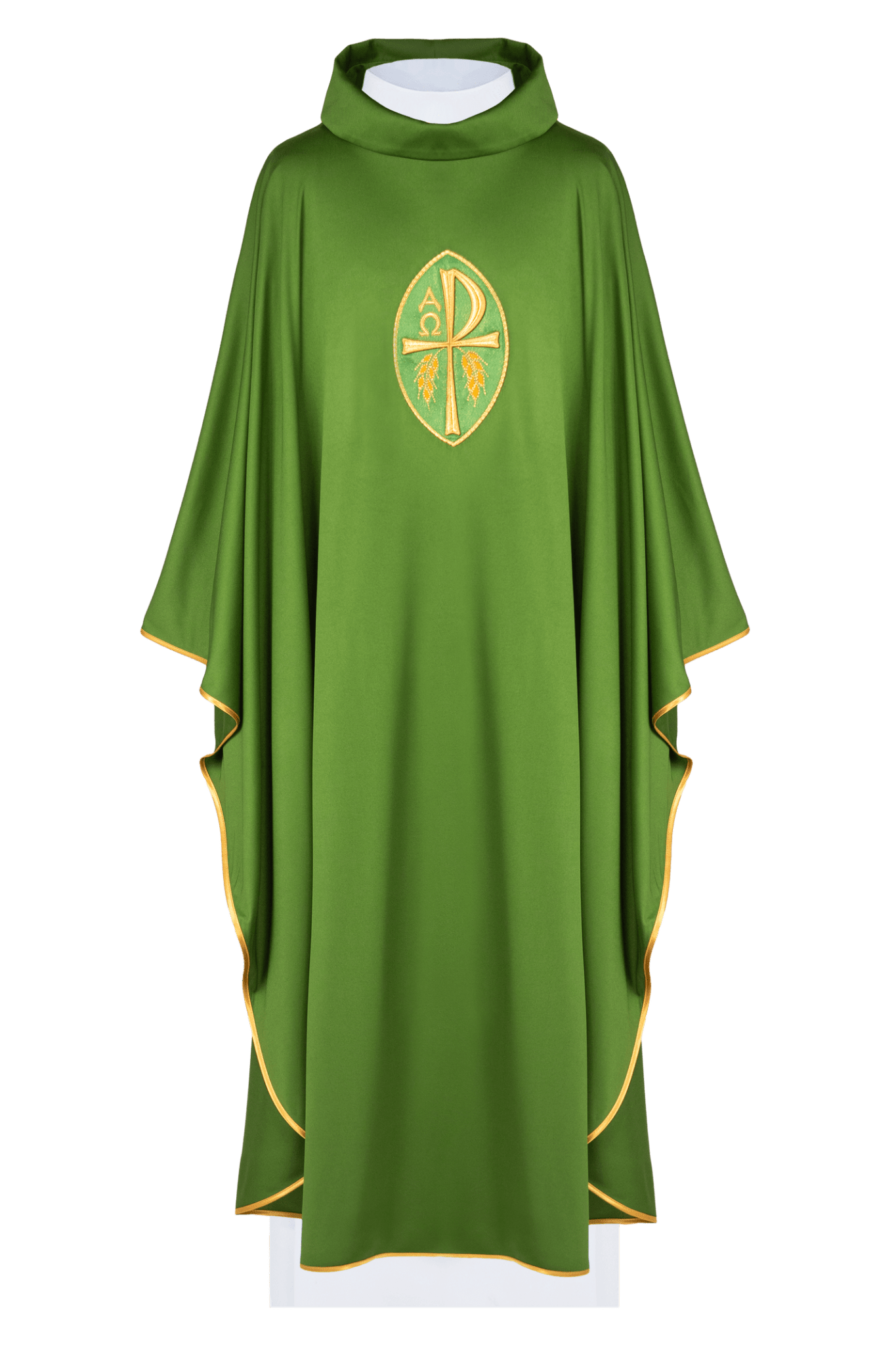 Casula ricamata con croce verde, maglia leggera SACROLITE KOR/387/01/78 - PERILPRETE.IT