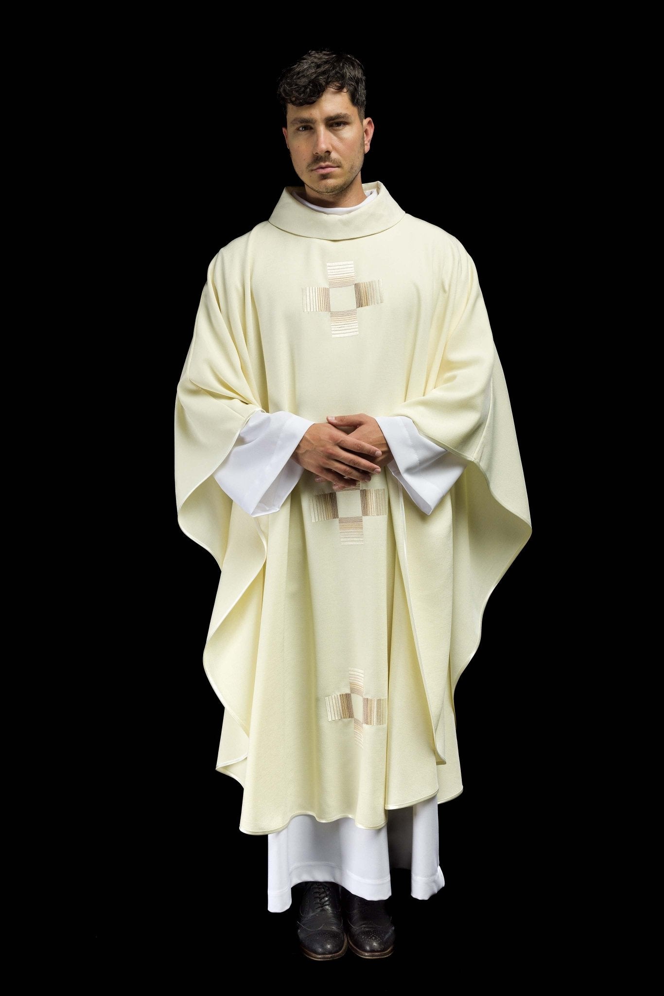 Casula ricamata con croci ecrù HA7033-05 ECRU - PERILPRETE.IT