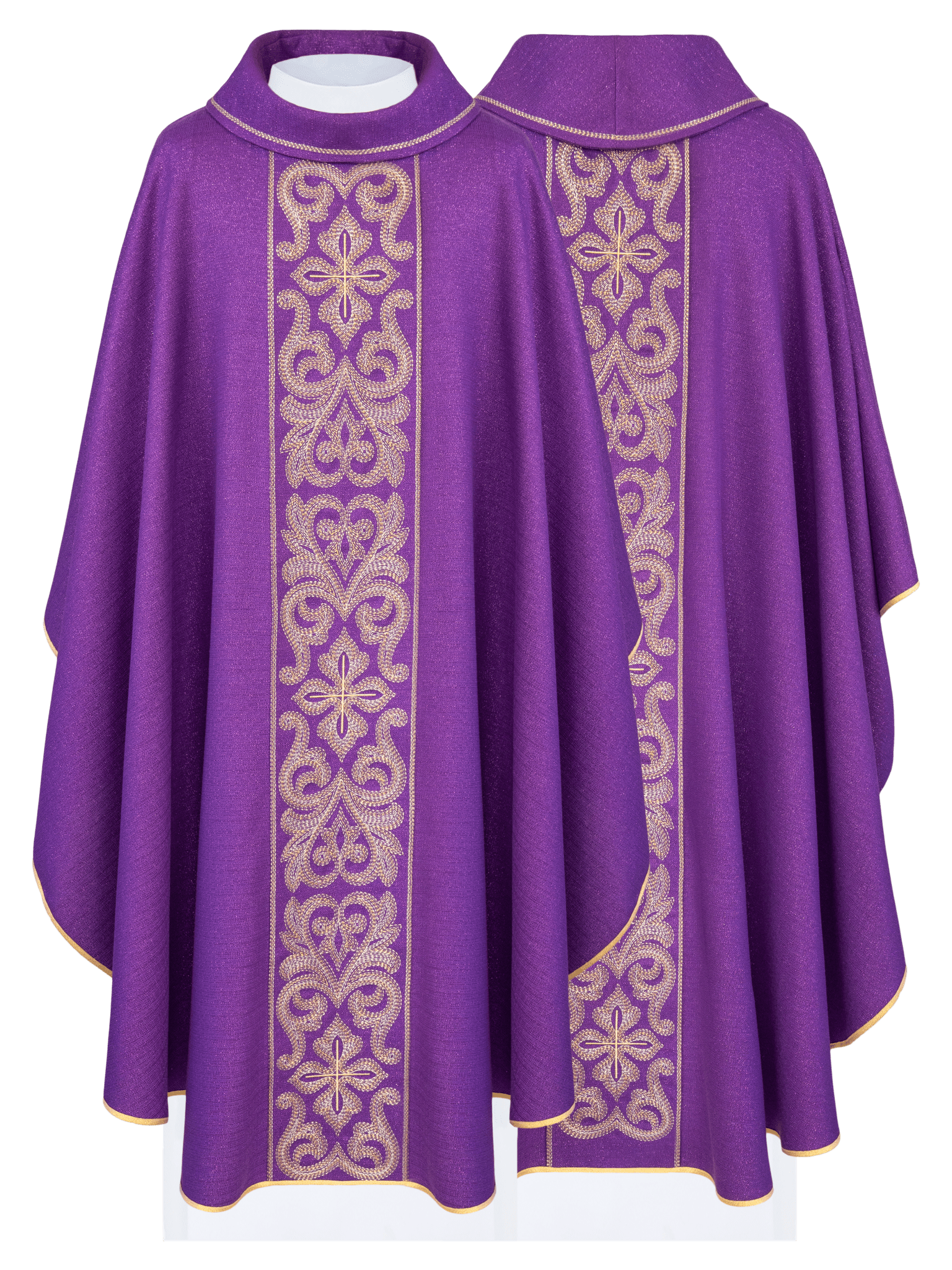 Casula riccamente ricamata con croci viola LE/7028/03 - PERILPRETE.IT