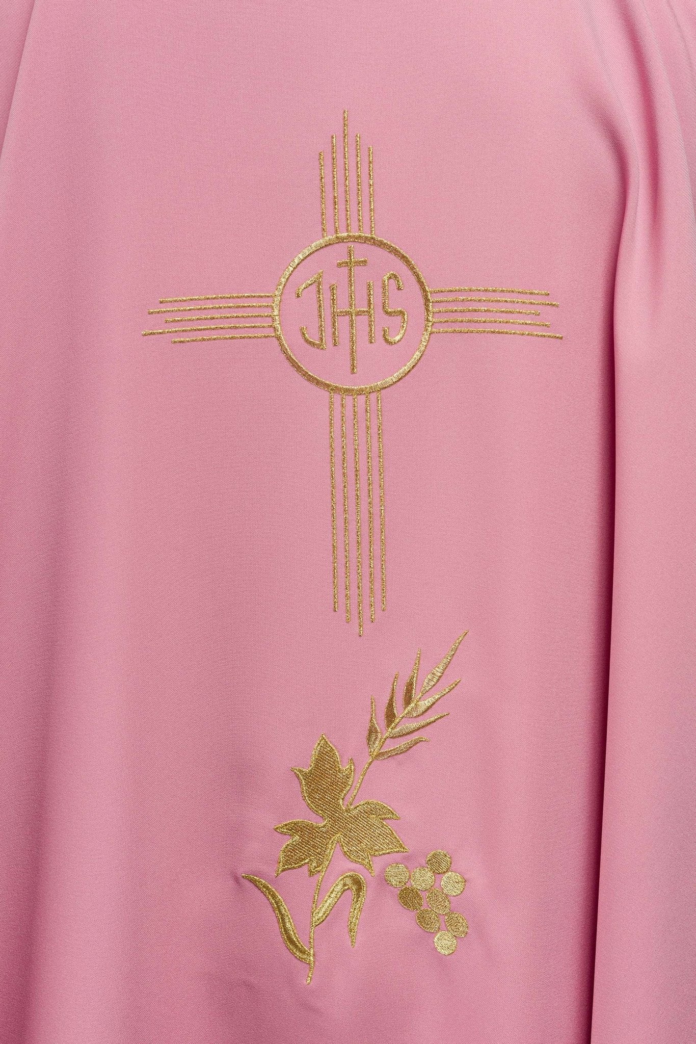 Casula Rosa con ricamo IHS dorato KOR/003/08/12 RÓŻ - PERILPRETE.IT