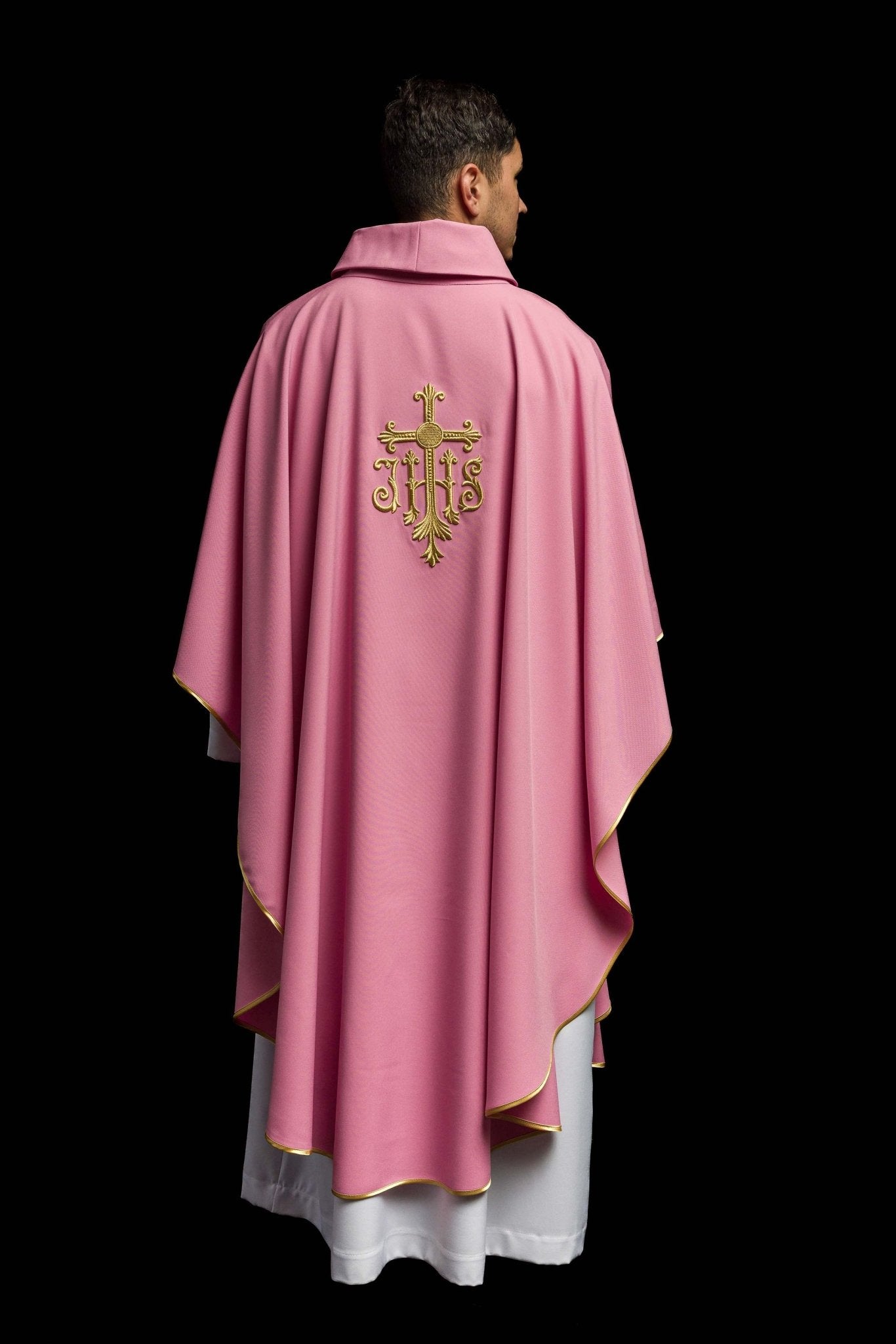 Casula rosa con ricamo IHS in rilievo KOR/255/08/12 - PERILPRETE.IT
