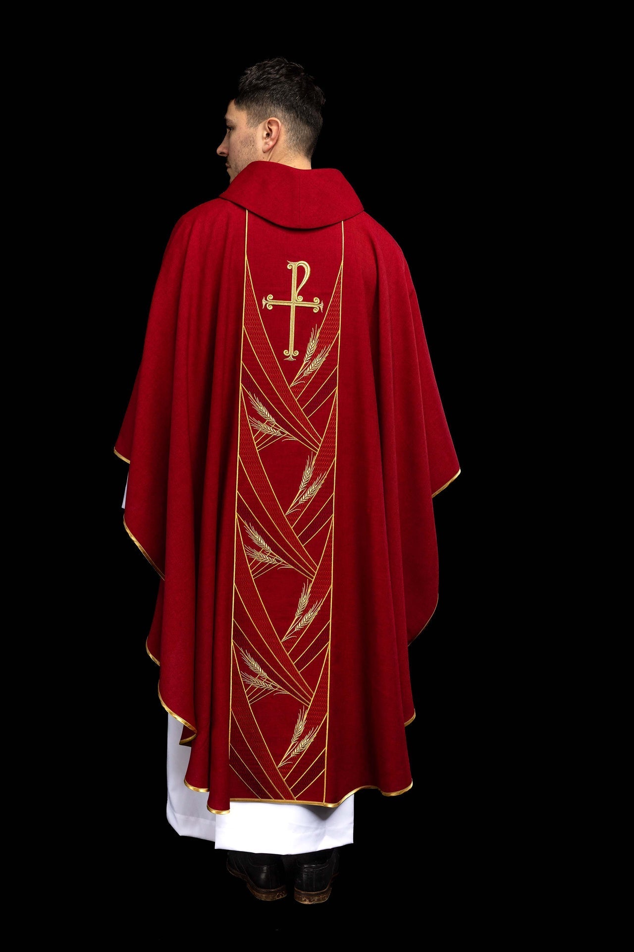 Casula rossa con stolone ricamato Pax LE/7050/02 - PERILPRETE.IT