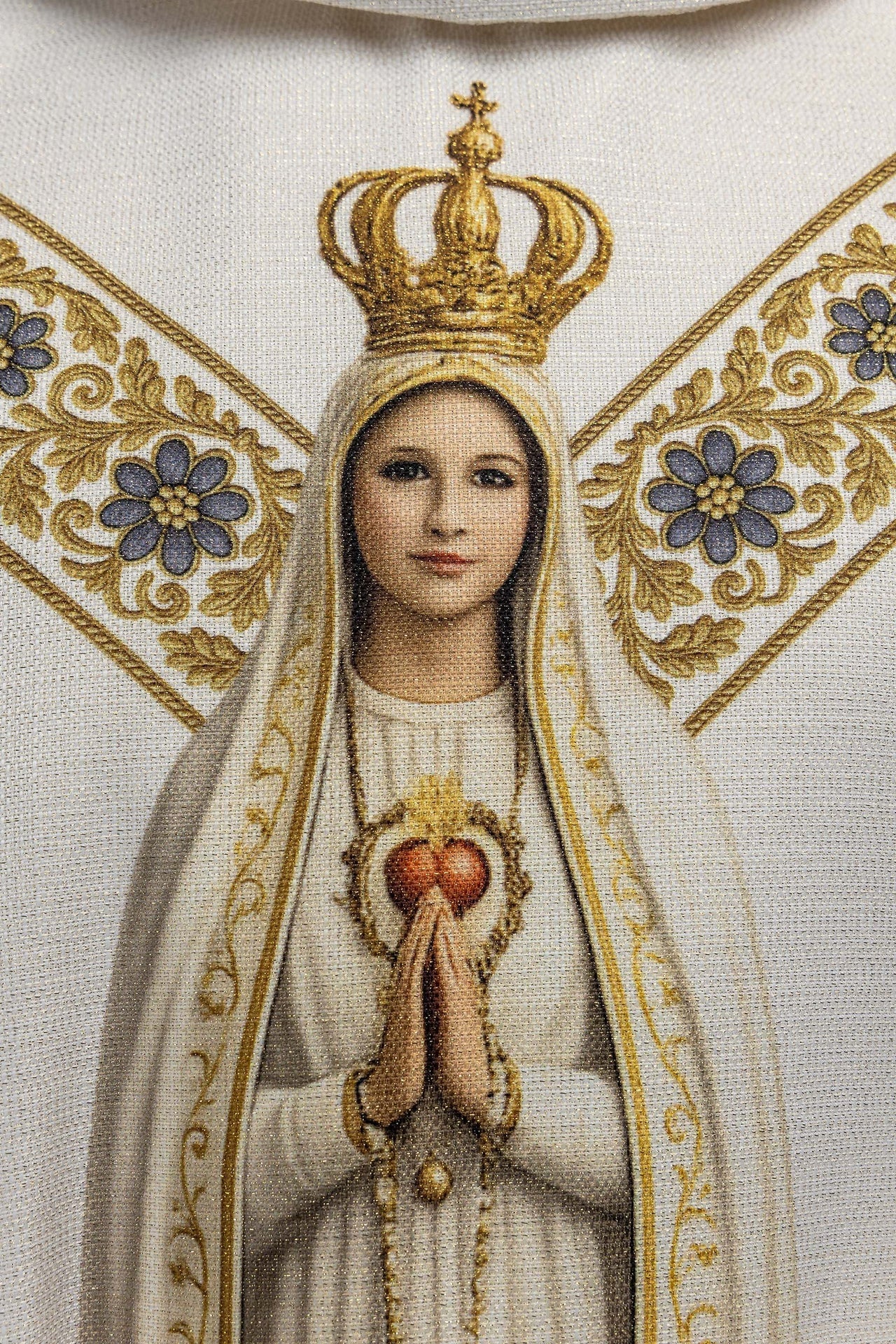 Casula stampata con l’immagine della Madonna di Fatima KOD/7011/05/40 - PERILPRETE.IT