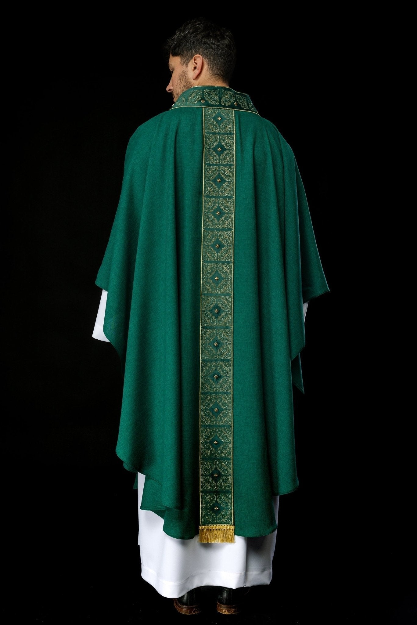 Casula verde con cintura e colletto ricamata S - 7057 - 01 - 70 - PERILPRETE.IT
