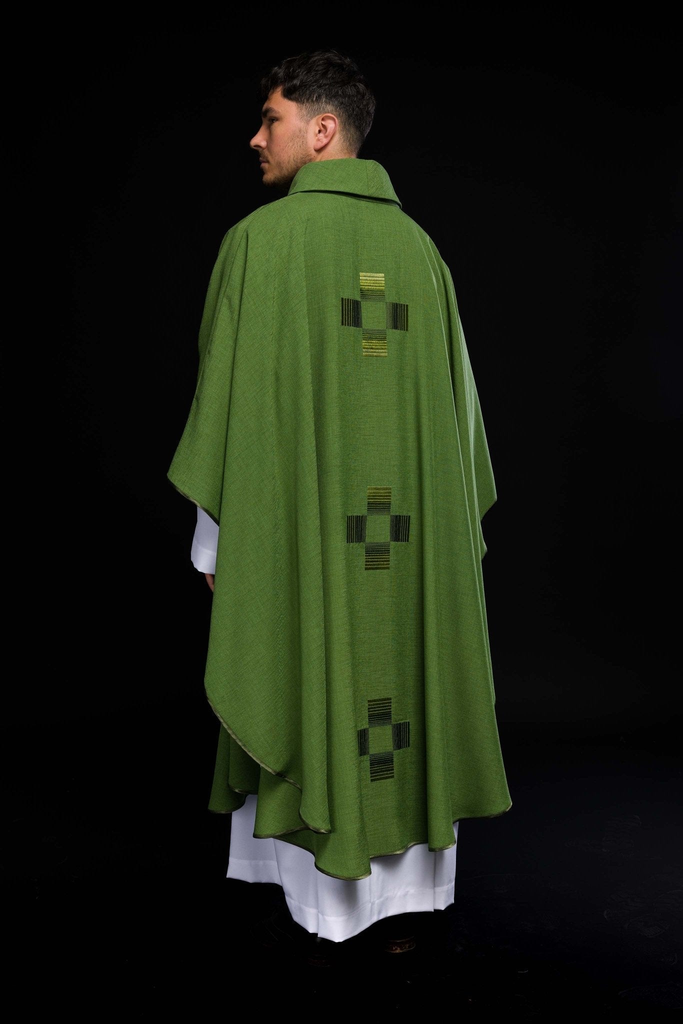 Casula verde ricamata con croci HA7033 - 01 ZIELONY - PERILPRETE.IT