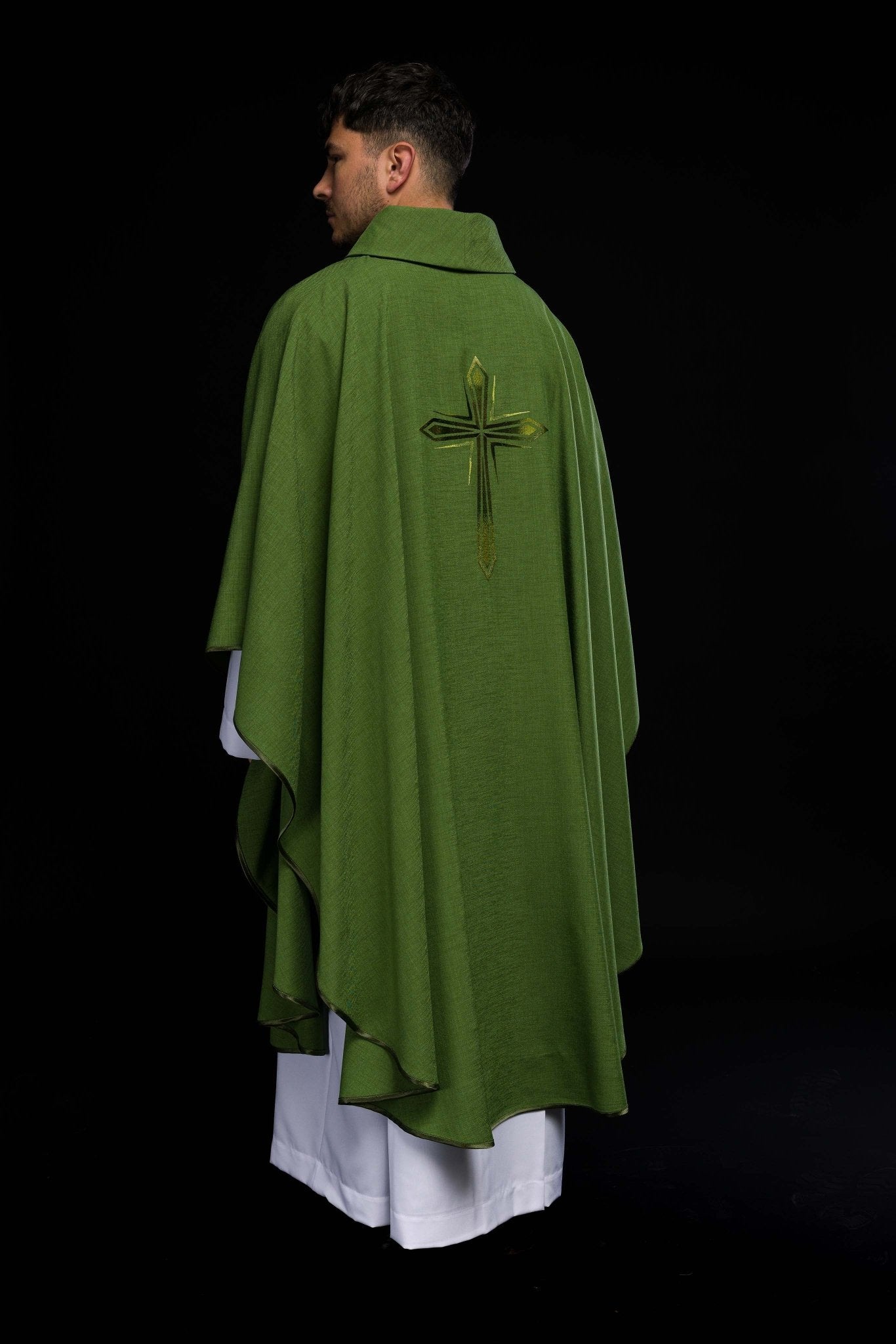 Casula Verde ricamo Croce HA7034 - 01 ZIELONY - PERILPRETE.IT