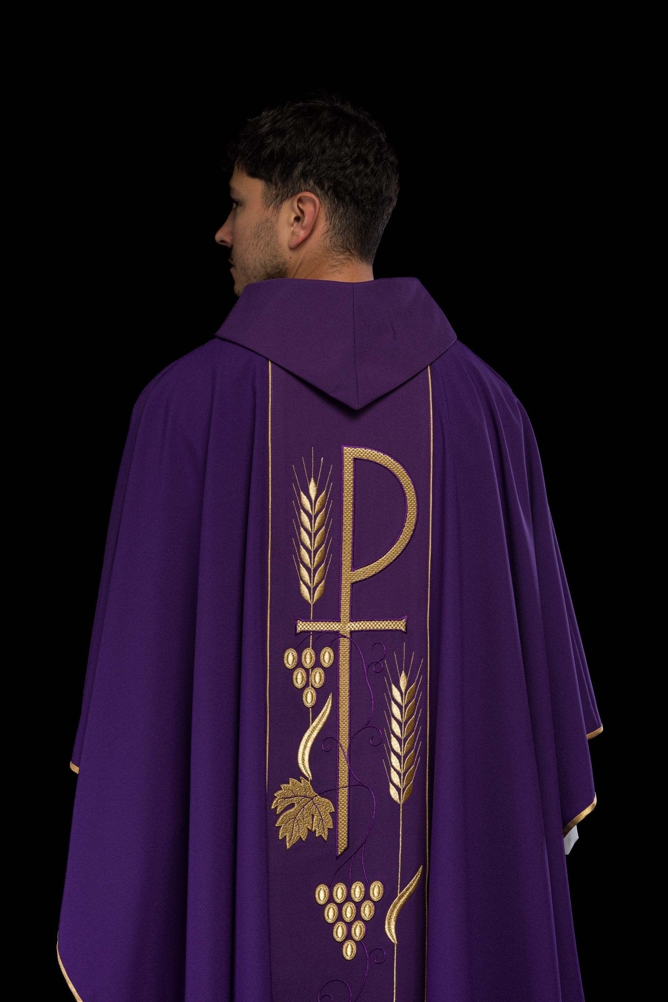 Casula Viola con ricamo Calice e IHS KOR/001/03/01 FIOLET - PERILPRETE.IT